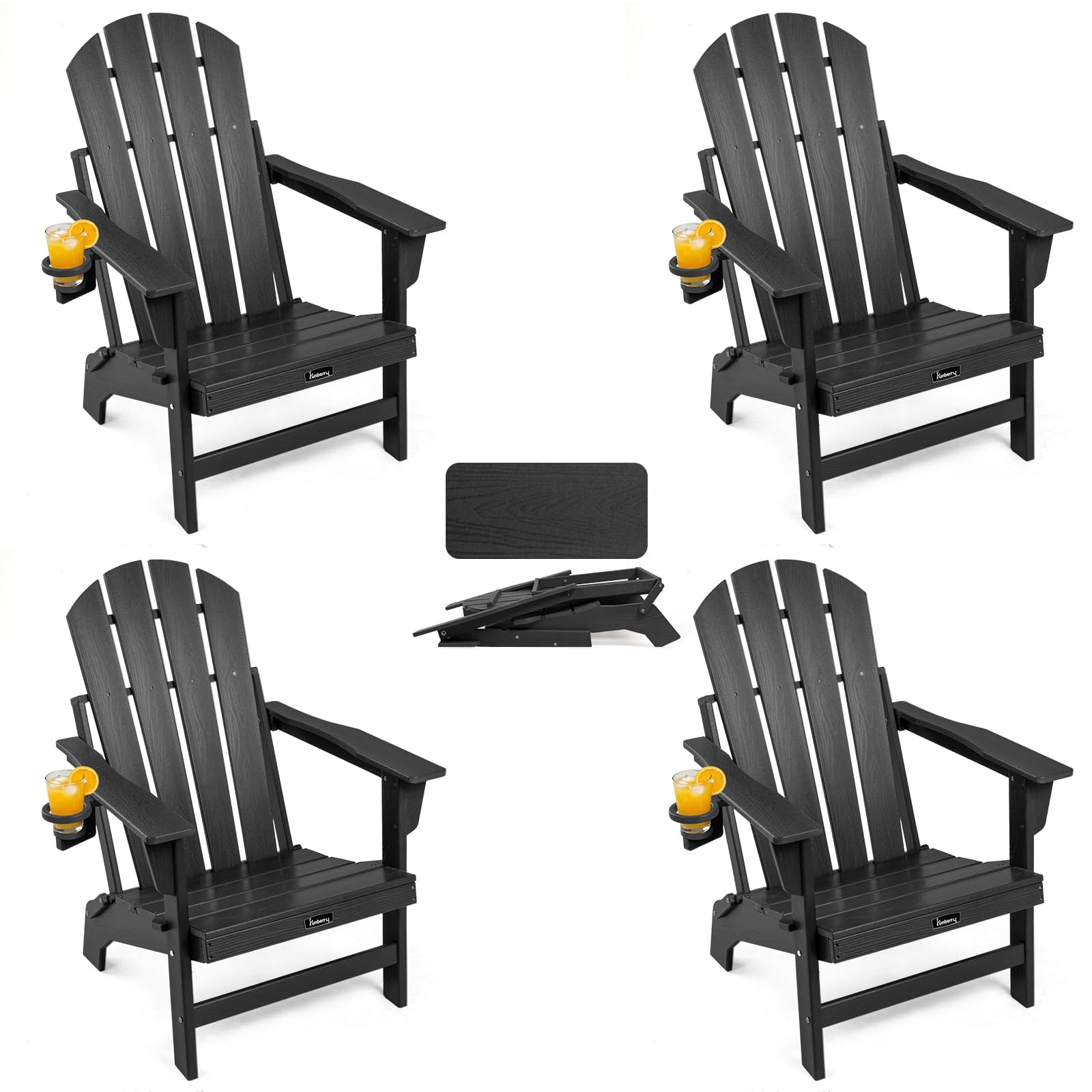FUNBERRY Oversized Folding Adirondack Chair Set of 4, Fire Pit Chair 400LBS