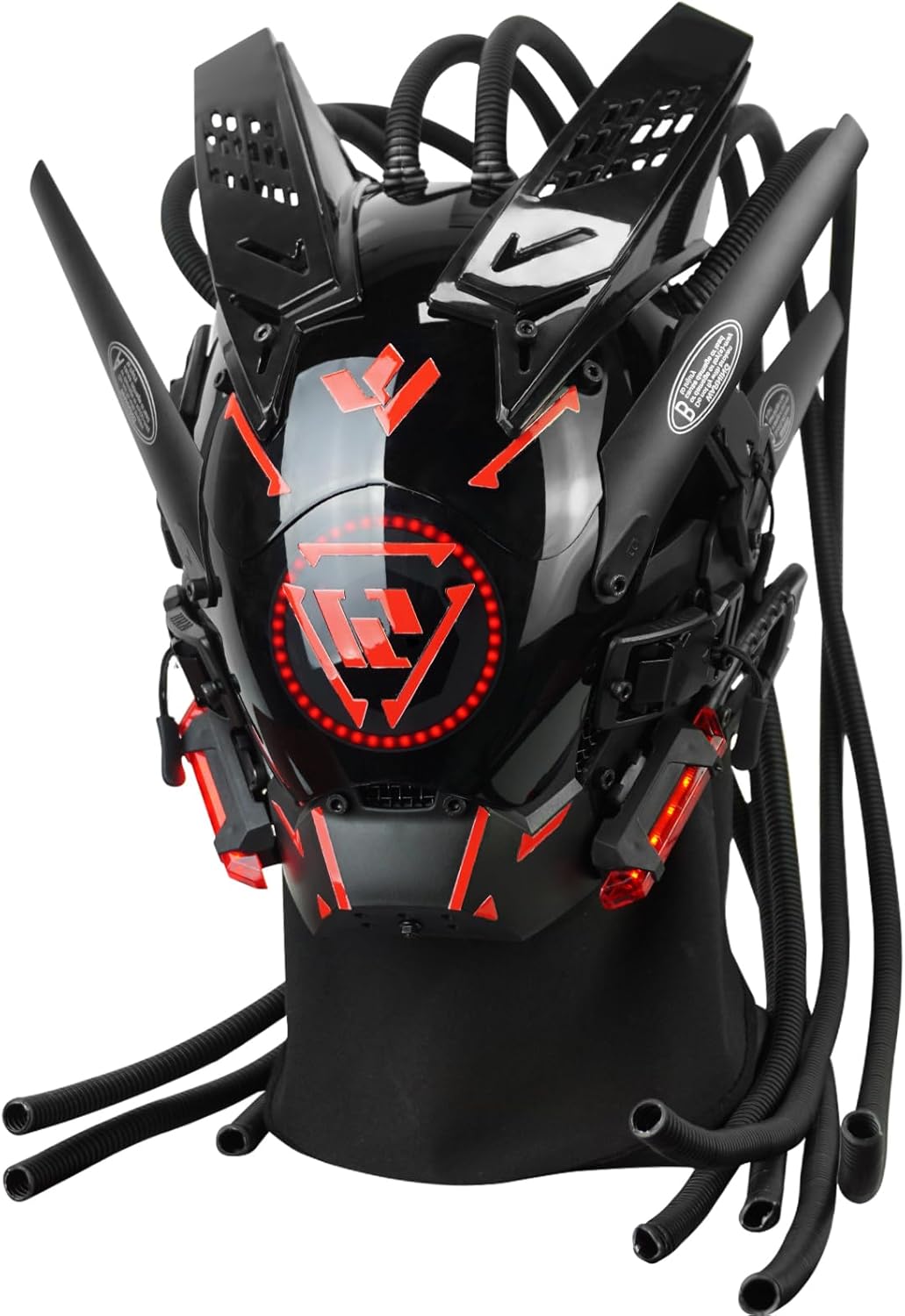 Marikito LED Mask for Adults, Futuristic Punk Mask Helmet with Flame Braid - Perfect for DJ Raves, Sci-Fi Cosplay, Halloween Parties & Themed Events