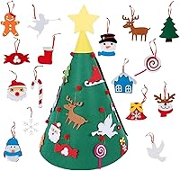Vista 1 de Árbol de Navidad de fieltro con tira de luces Árbol de fieltro iluminado para niños pequeños con accesorios, juguetes de fieltro de pre-jardín