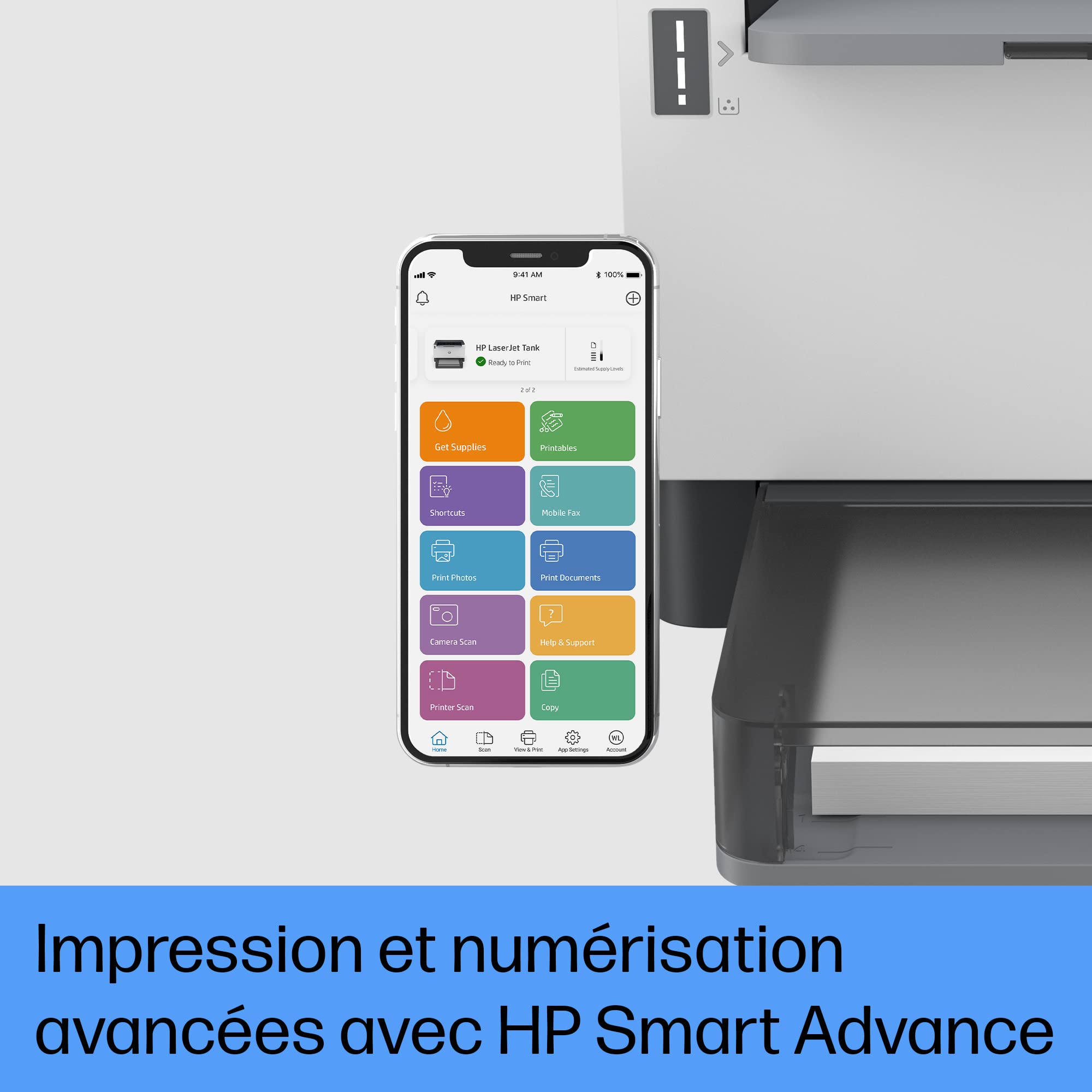 HP Laser Tank 2604dw, 381V0A, Imprimante Multifonction Monochrome, réservoir de Toner intégré, Impression Automatique Recto Verso, 22 ppm, Jusqu’à 5 000 Pages, numérisation A4, Wi-FI, USB, Blanche