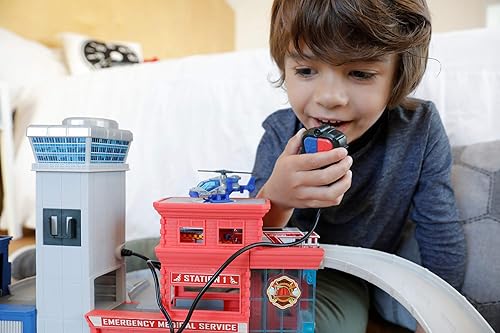 Miniatura 2 de Matchbox Garaje de 4 niveles el juego de rescate de helicóptero y conductores de acción para niños de 3 años en adelante con ambulancia 1 164