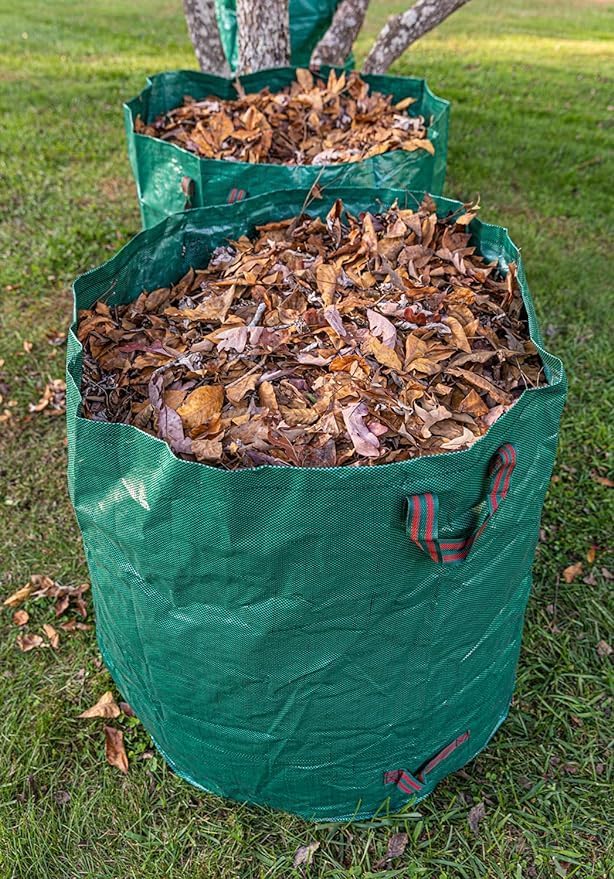Lot de 3 sacs de rangement pour feuilles de jardin - Sacs de jardin réutilisables et résistants - Pour pelouse