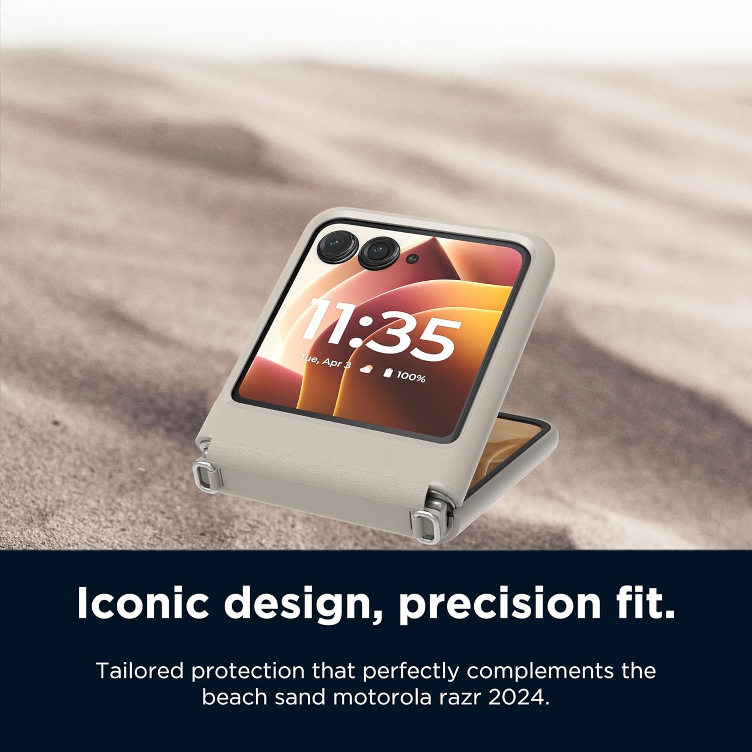 Motorola Razr 2024/2025 Beach Sand Adjustable Cross Body Case + TurboPower Wireless Stand + 33W Charger + TurboPower 30W Charger