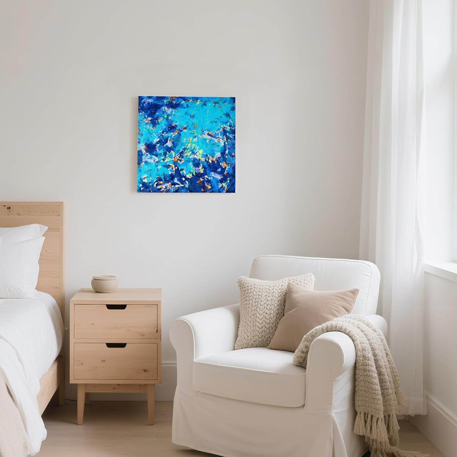 Gloliv Canvas Wall Art – Abstract Wall Decor Painting, Artist-Authorized Reproduction Canvas Prints, Modern Canvas Wall Art Prints for Living Room, Bedroom, or Office 16"x16" Aqua 16"L x 16"W