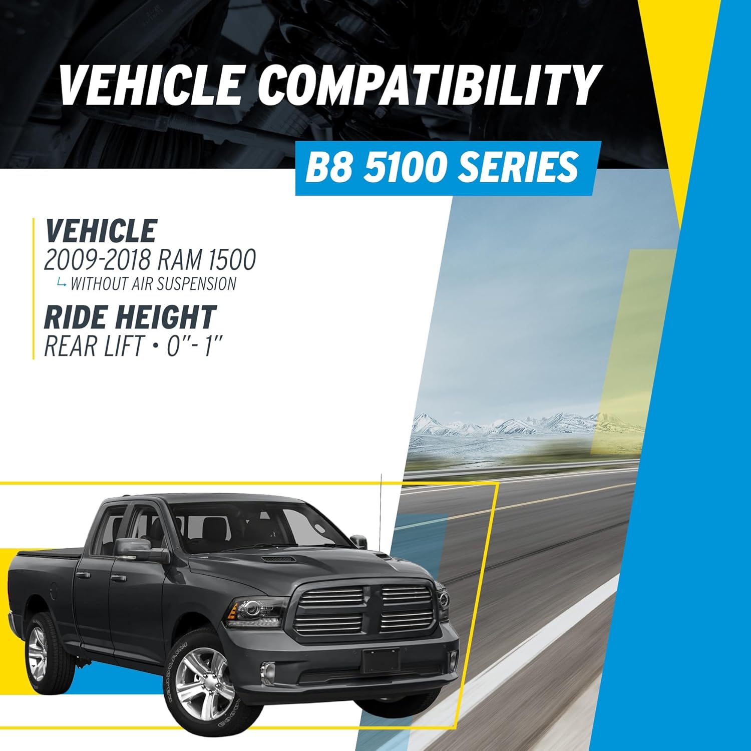 Bilstein Pair of Rear B8 5100 Series Shocks Compatible with 2009-2018 RAM 1500 w/o Air Suspension with 0-1" Rear Lift | Easy Installation | Smooth Performance