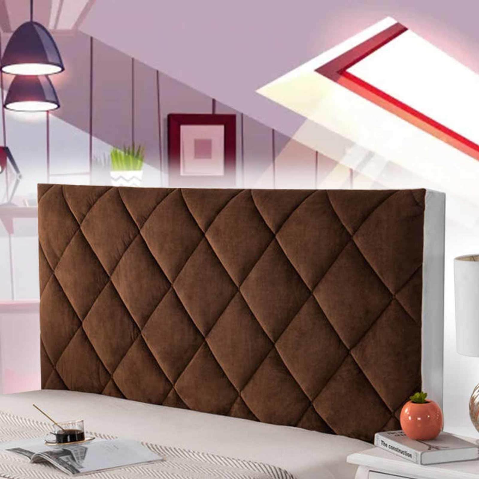 Copertura Testiera Letto Matrimoniale Copritestata Letto Matrimoniale Cuscini Testata Letto Matrimoniale Ferro Battuto Velluto Elasticizzato Tessuto Universale,marrone-200cm