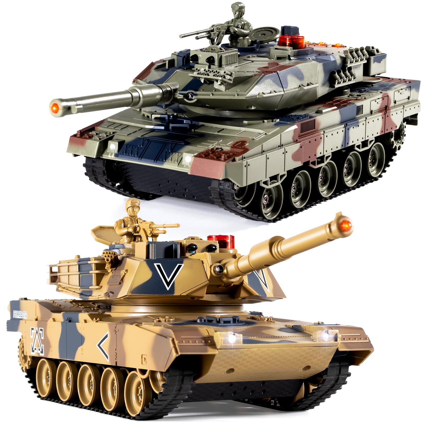 Supdex 1/24 RC Panzer mit Fernbedienung, militärischer Armeepanzer Spielzeug, 2.4GHz Steuerung mit Licht und Raucheffekt, taktisches Panzerfahrzeug für Kinder, Jungen