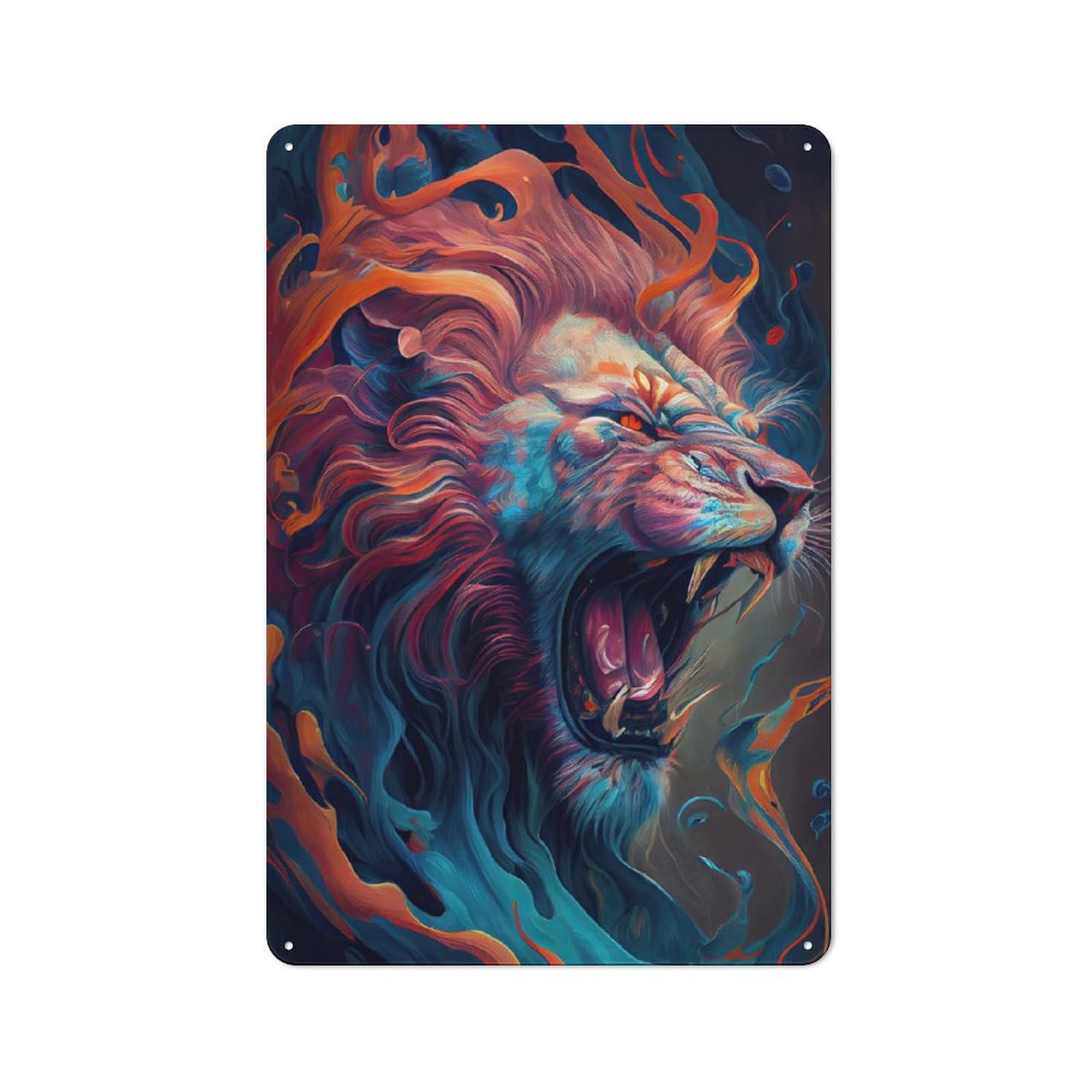 Junmoney The Roaring Lion Clean Industrial Decorative Metal Plaque 30X20cm, Loft Wall Plaque For Modern Home, Workshop, Office Or Cafe