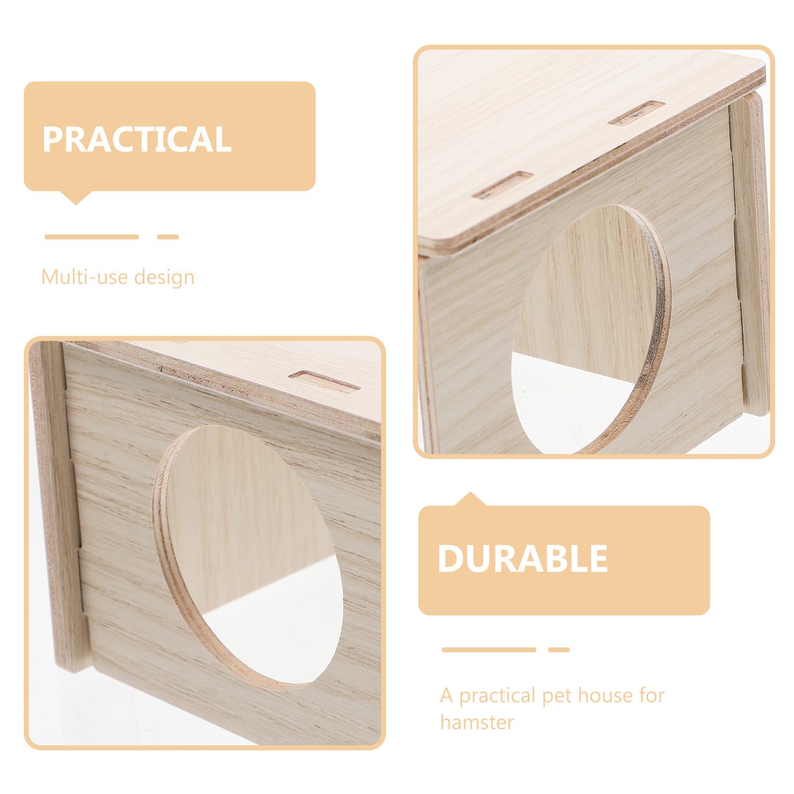 VOSAREA Casa de Madera Refugio Masticable para Hámster Diseño Transparente y Dos Habitaciones en Verano E Invierno Adecuado para Pequeñas