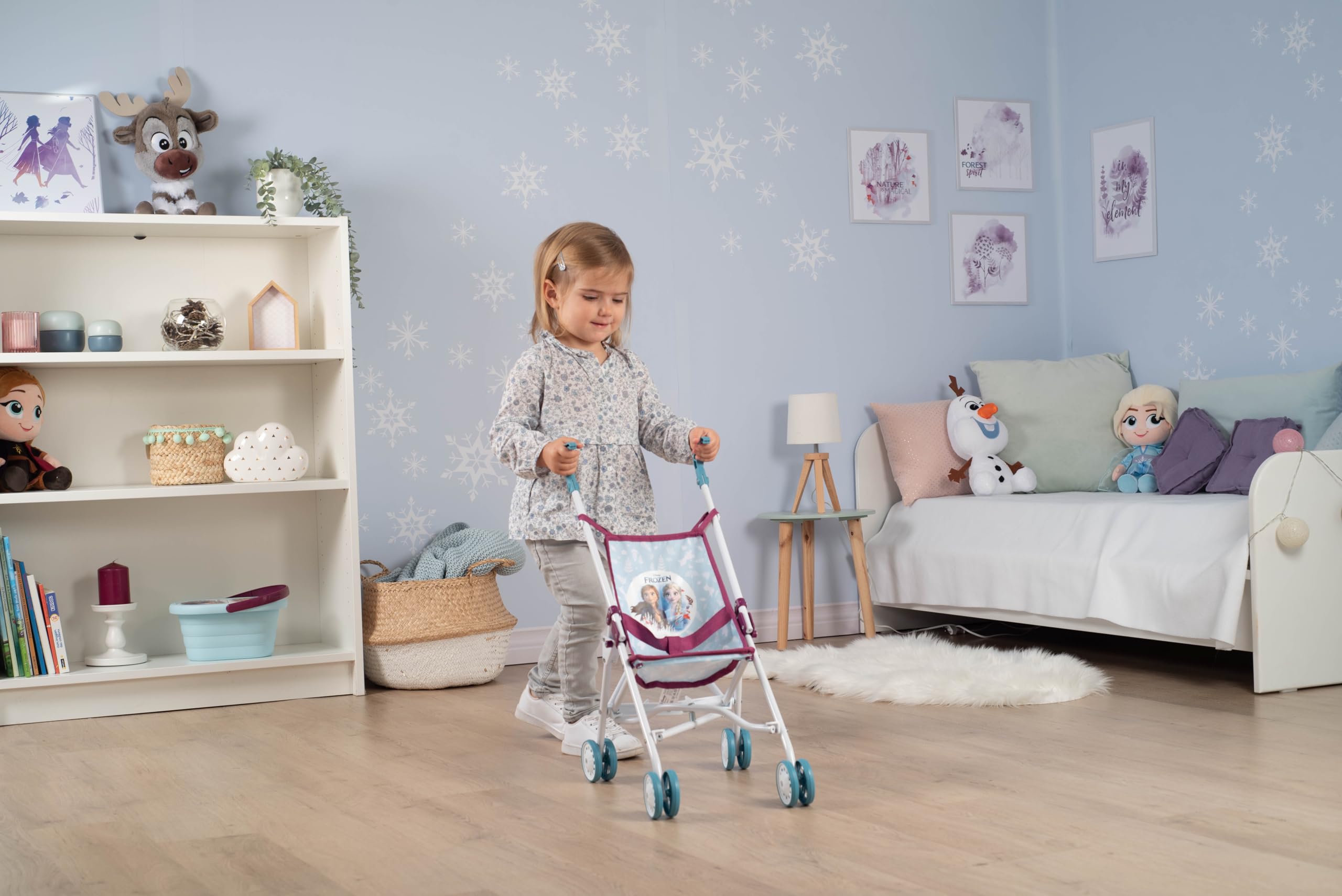 Smoby - La Reine des Neiges - Poussette Canne - pour Poupons et Poupées - Pliable - Tissu Lavable - 250113