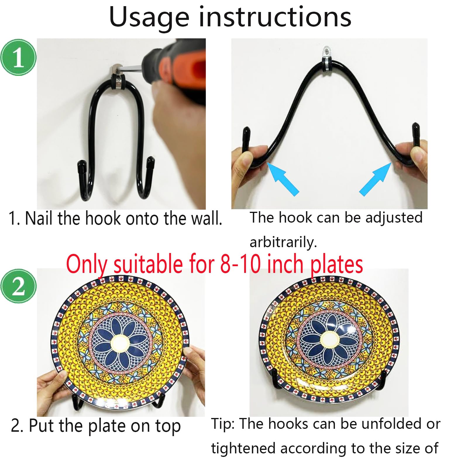Wandhalterung Metall Staffelei - Schwarz, Für Bilderrahmen, Teller & Tablets, Inkl. Dübel & Schrauben