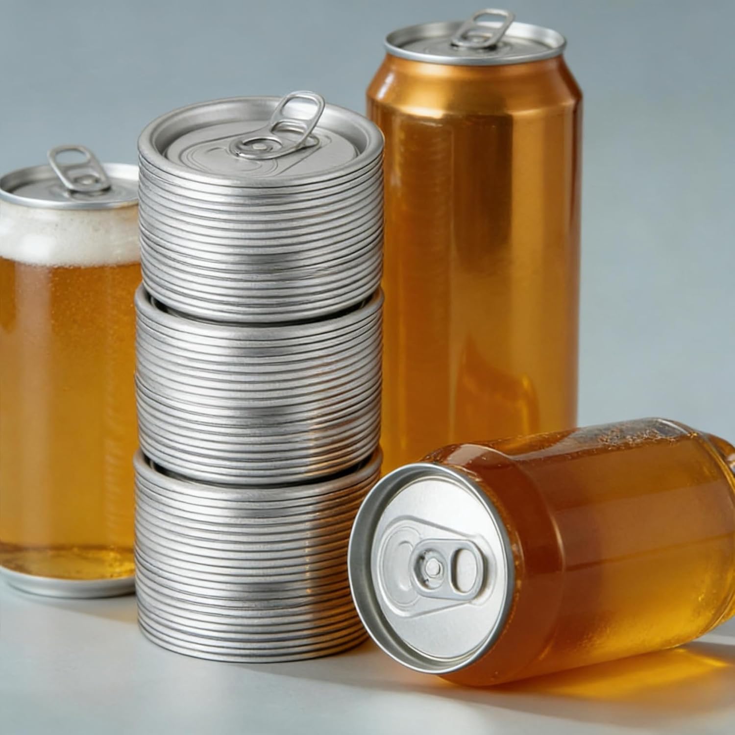 Silver 2000/3000/5000 PCS Aluminum Pull-Tab Canning Lids Soda Beer Can Pulling Ring Protector Cover Lid Regular Mouth Covers For Beverage(5000Sets)