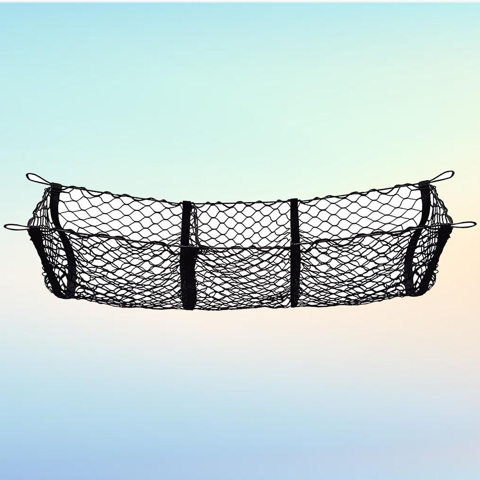 Baule posteriore per auto Rete portaoggetti in rete a tre tasche per auto SUV Camper Pickup Autobus Van Estensibile Nero regolabile Accessori per auto Cargo Organizer