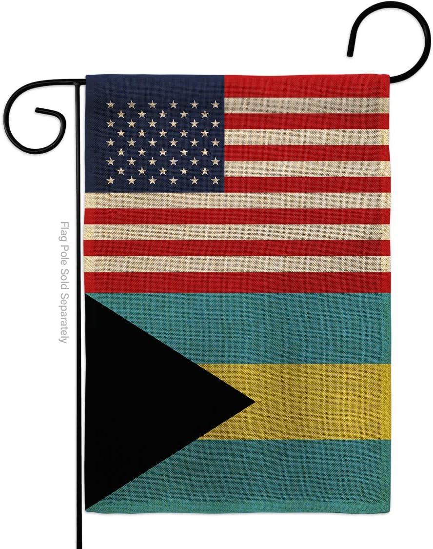 Bahamas US Friendship Burlap Burlap Garden Flag Regional USA American Alliance World Country Particular Area Small Decorative Gift Yard House Banner Double-Sided Made In 13 X 18.5