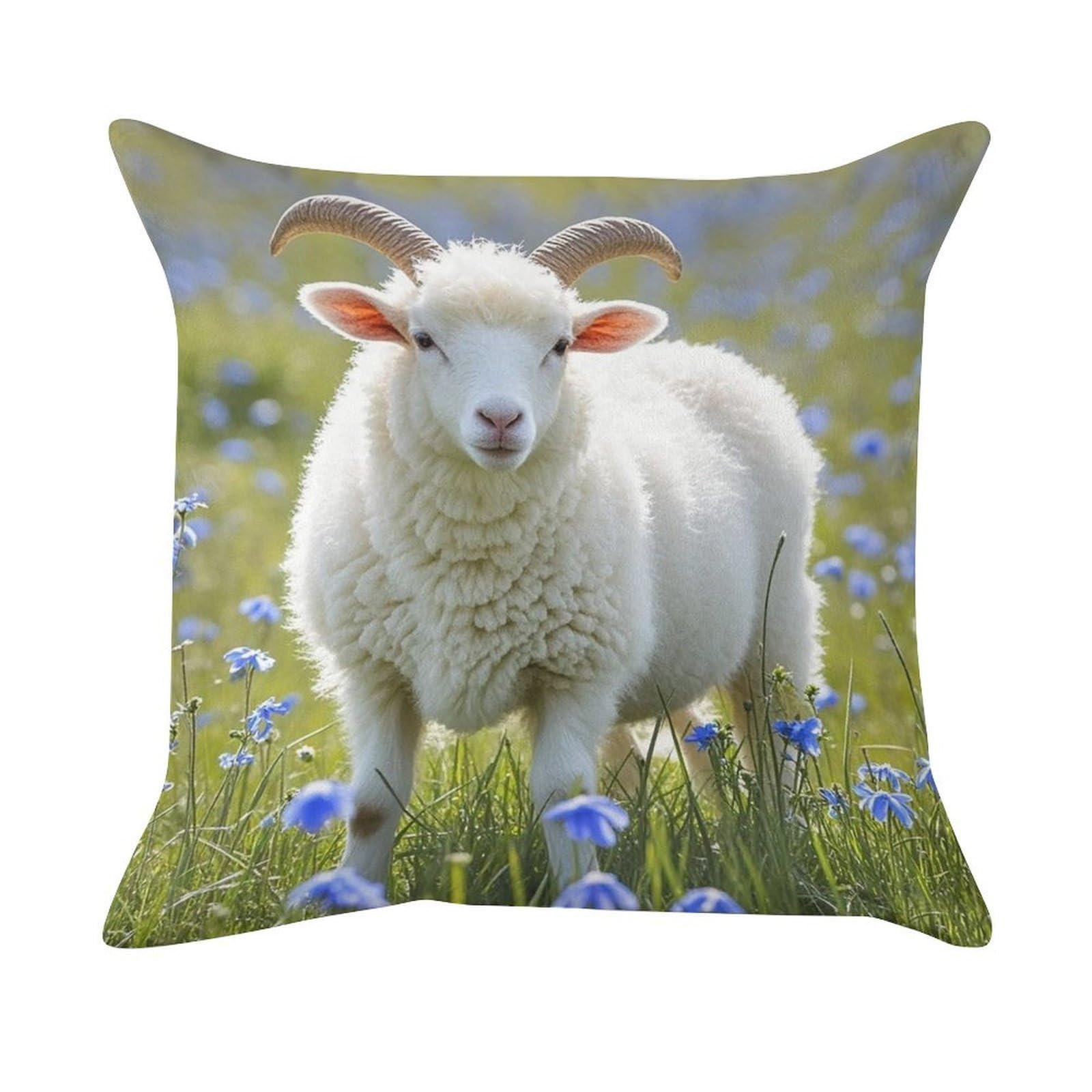 FekiLoot Sheep Pillow Covers Luxury Velvet Square Pillowcases Throw Pillows Case with Invisible Zipper Decorative Velvet Cushion Covers Ultra Soft Lumbar Pillow Shells