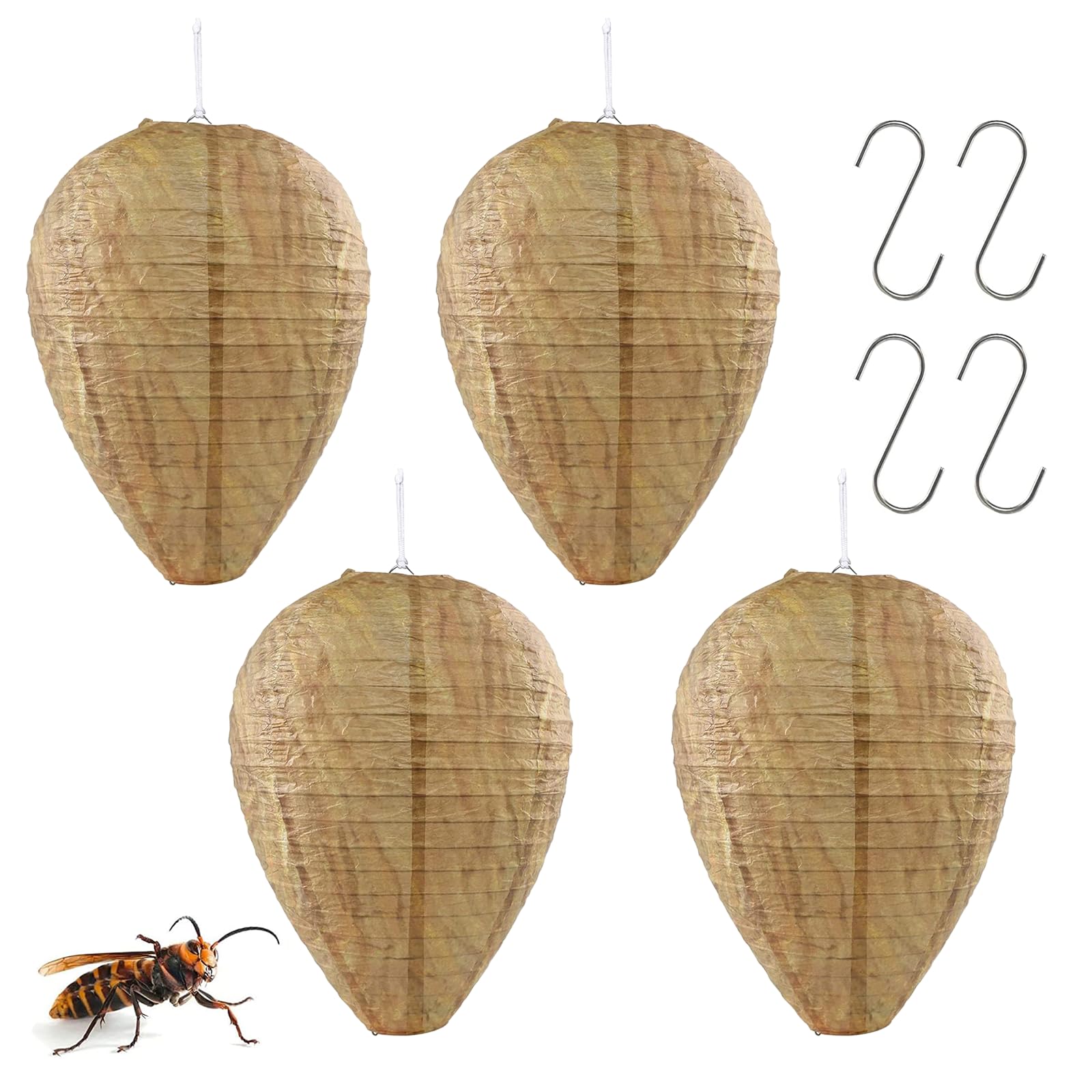 4 szt. Osy gniazdo przynęty, Wasp Nest sztuczne wiszące gniazdo osy przynęta wiszące wodoodporne, gniazdo osy latarnia ula skuteczne czyszczenie na zewnątrz i ogród