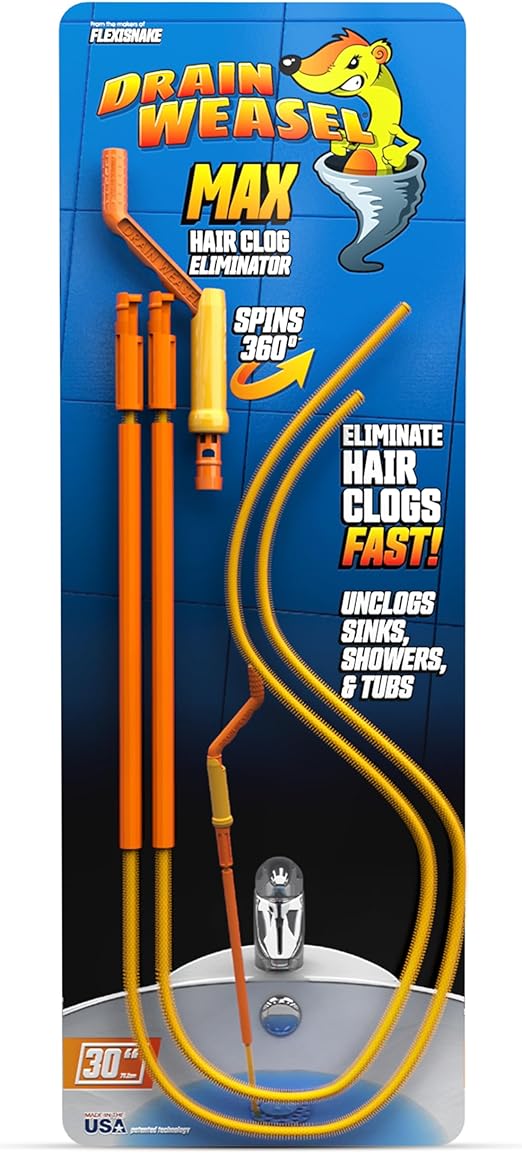 FlexiSnake Drain Weasel Sink Snake Hair Clog Remover Tool, Pipe