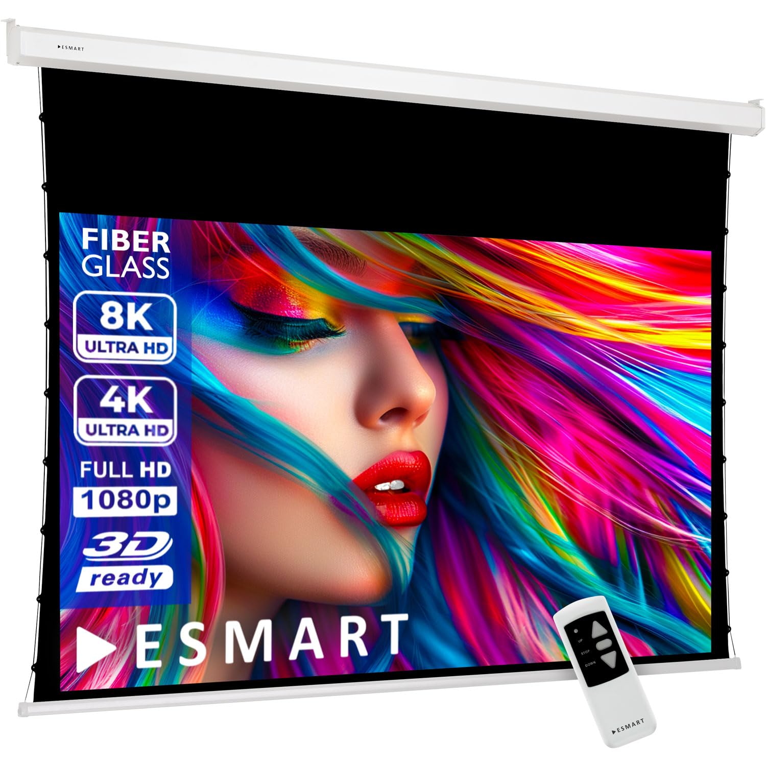 Écran de projection électrique ESMART télécommande programmable et toile tendue 72 pouces - 7
