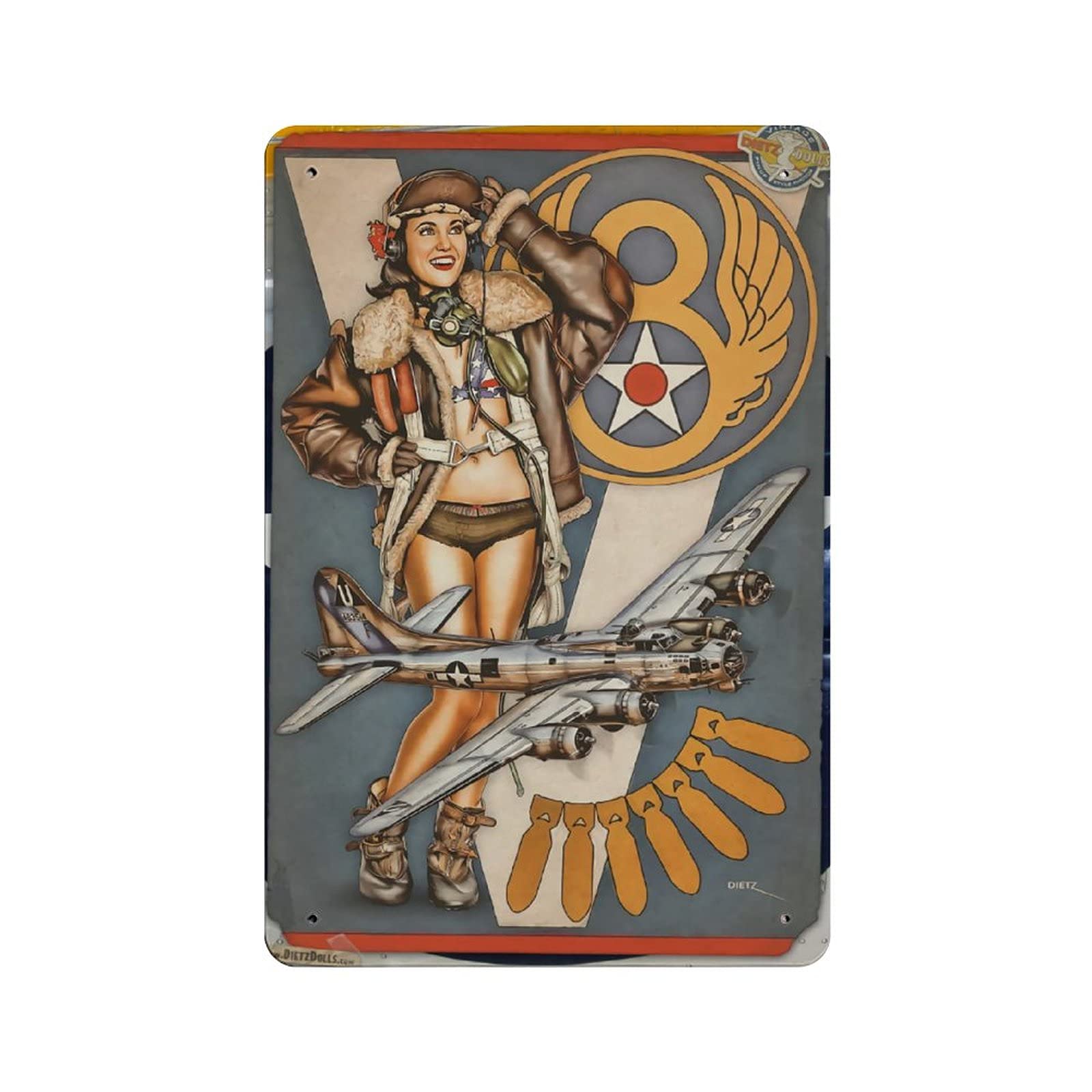 KEYGAMER The Fate Of Beauty And Airplane Metal Tin Sign, Vintage Plaque Poster Garage Bar Home Wall Decor 8 X 12 Inches