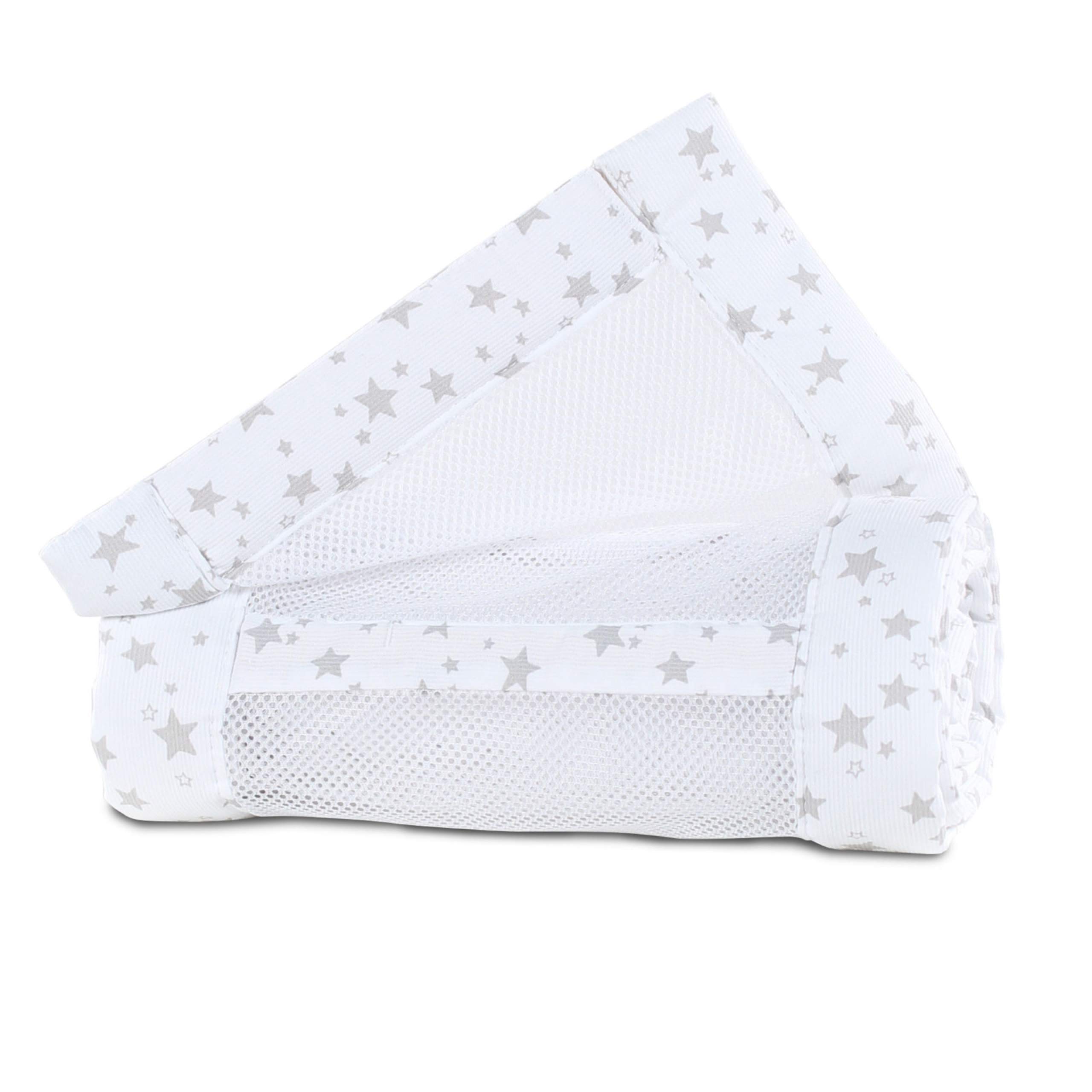 babybay babynest Mesh-Piqué Suitable for Model Original, White Stars Pearl Grey