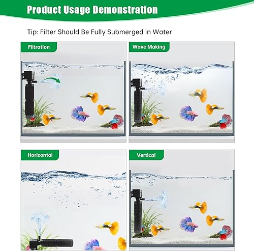 Miniatura 4 de Filtro sumergible de acuario de 20 W para tanques de peces de 50 a 120 galones, bomba interna de funcionamiento silencioso, eficiencia energética,
