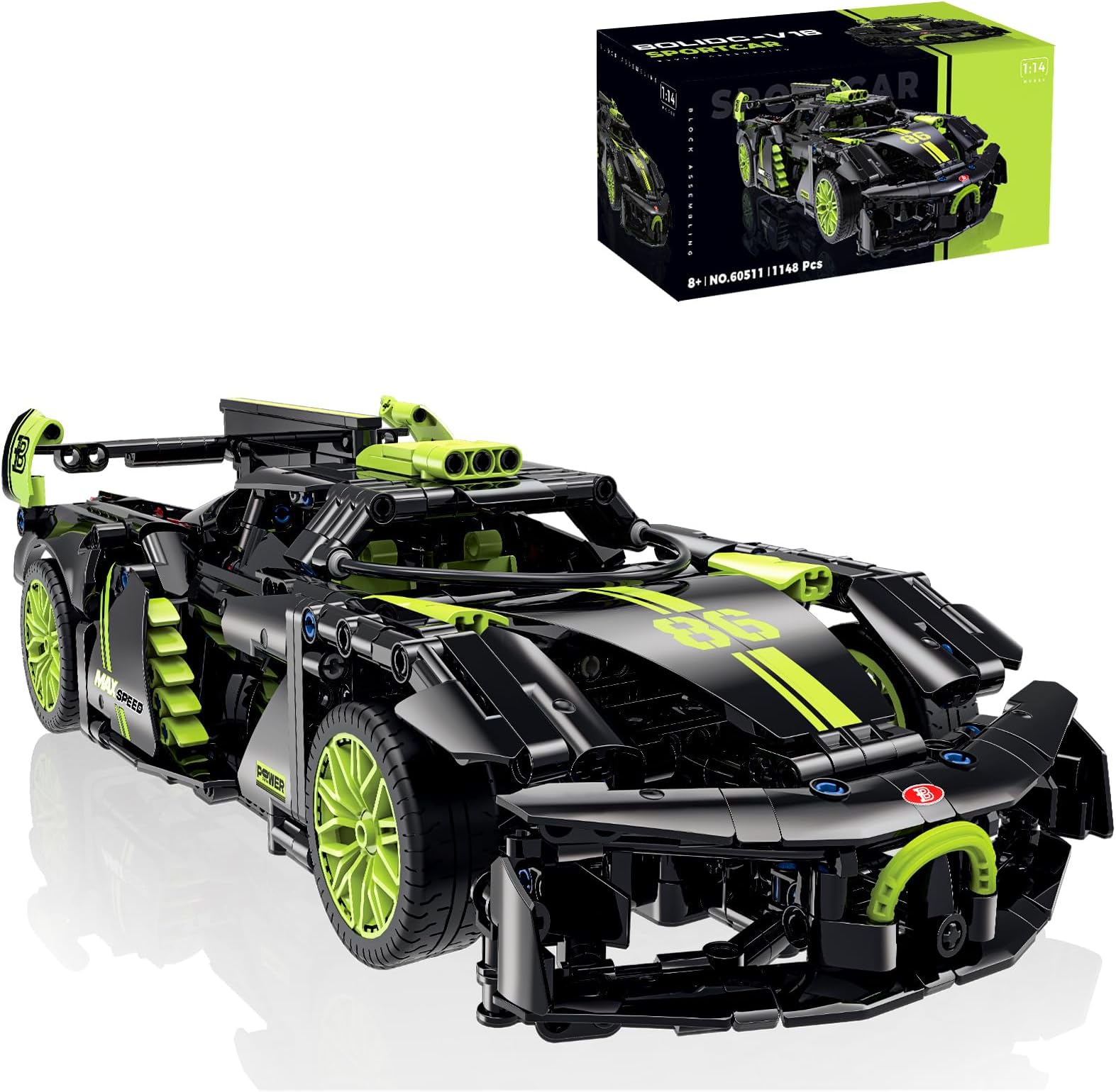 1:14 Sport car Building Set MOC Speed Car Model Building Block Sets, Cars for Boys Age 12-16 8-14