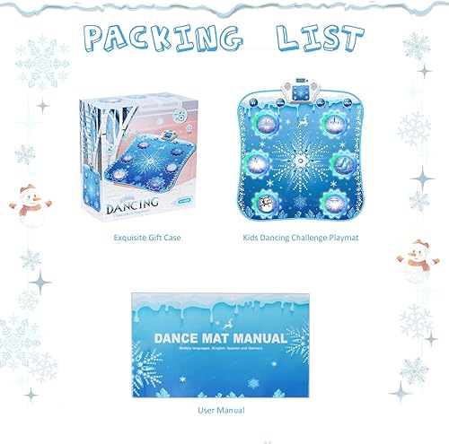 Miniatura 5 de Alfombrilla de baile para niños con Bluetooth, 6 flechas iluminadas, 5 modos de juego, música incorporada, juguetes congelados para niños y niñas,