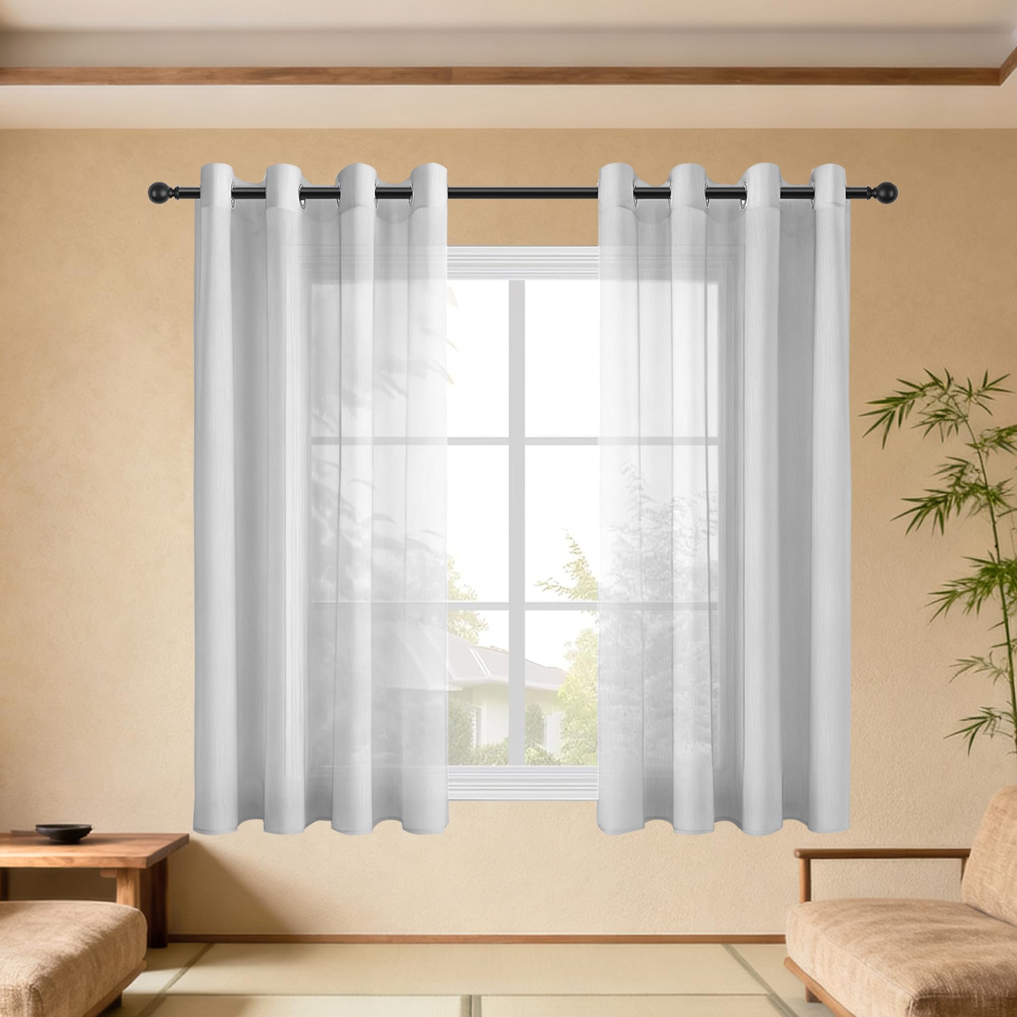 Rideaux transparents effet décor de maison lumière filtrer pour grand salon lumineux