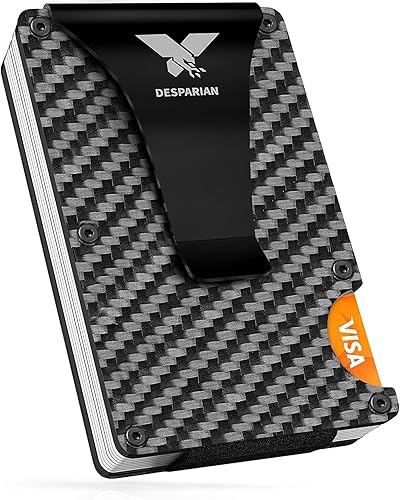 Miniatura 1 de Cartera minimalista delgada de fibra de carbono  Cartera de bolsillo frontal con bloqueo RFID clip de dinero de fibra de carbono soporte para