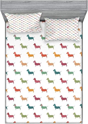 Miniatura 186 de Ambesonne Juego de sábanas bajeras y fundas de almohada, dibujos de aviones antiguos, vuelos clásicos con fechas, estilo vintage, diseño nostálgico,