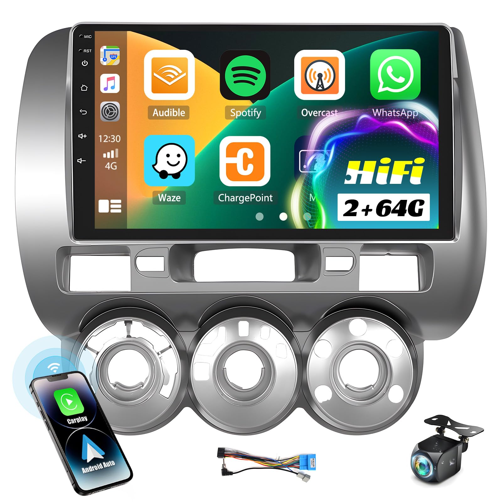 Radio Android 14 Para Honda Jazz/City 2002-2007 - 9" Con CarPlay Inalámbrico, Android Auto, GPS, 4G, Cámara Trasera Y Control Al Volante