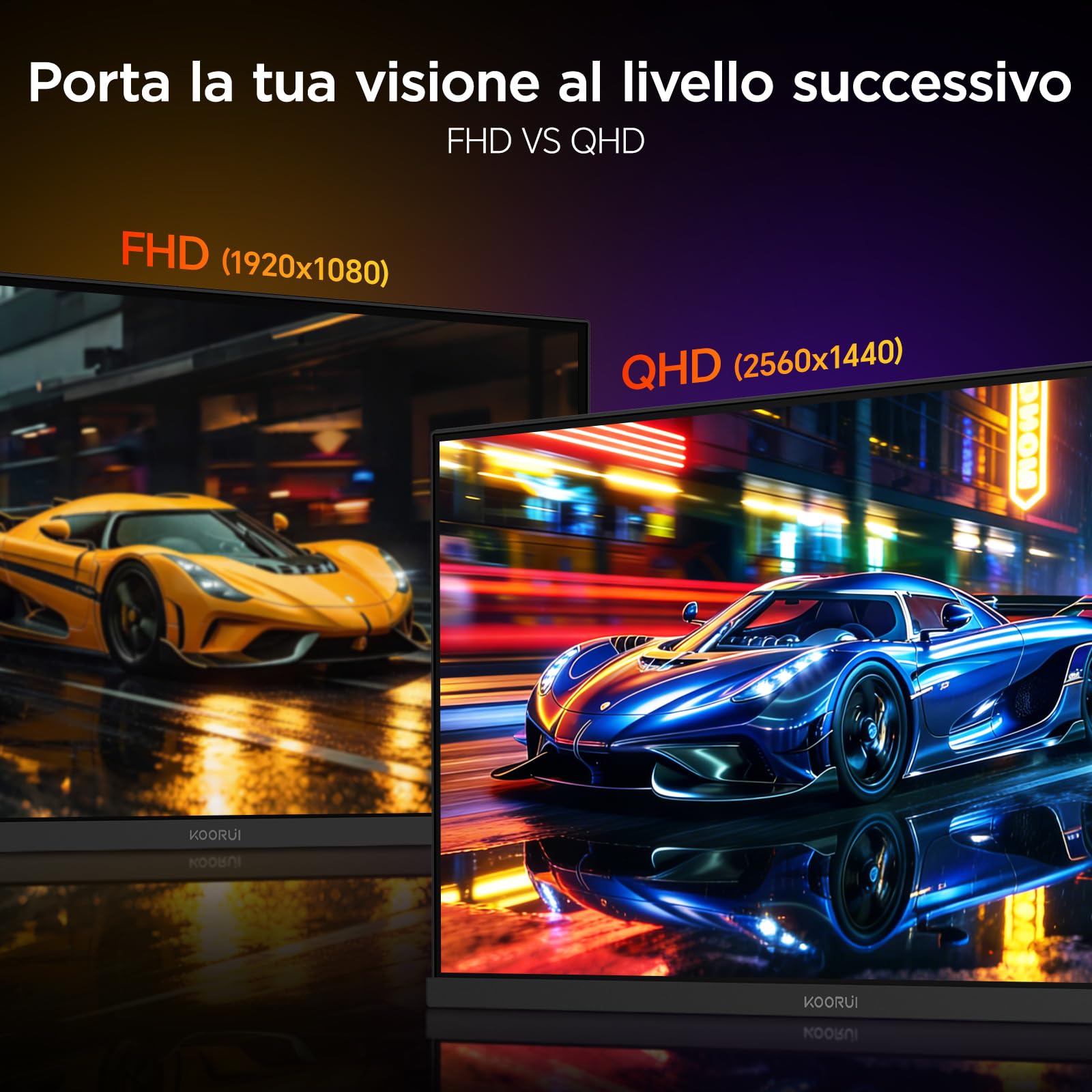 KOORUI 27 Pollici Gaming Monitor Curvo 180Hz QHD 1ms Adaptive Sync HDMI/DP | Inclinazione Regolabile, QHD 2560x1440, 1500R, DCI-P3 90%, HDR 10, VESA 100*100mm, per lavoro d'ufficio o per giocare