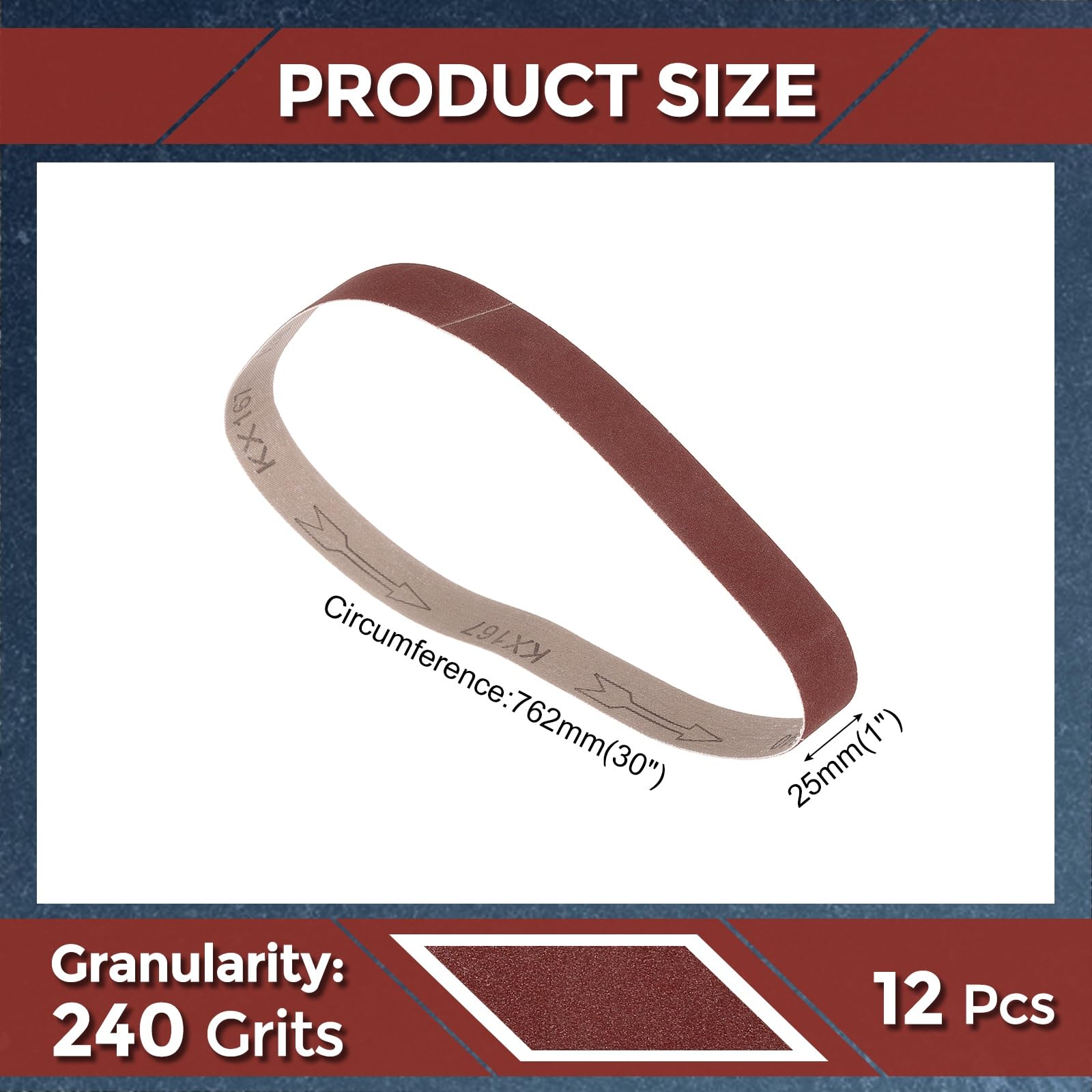Kozelo 12 Pcs Sanding Belts 25mm x 762mm 240 Grit Aluminum Oxide Abrasive Sandpaper for Belt Sander Metal Grinding Wood Working Weld Rust Removal - Image 2