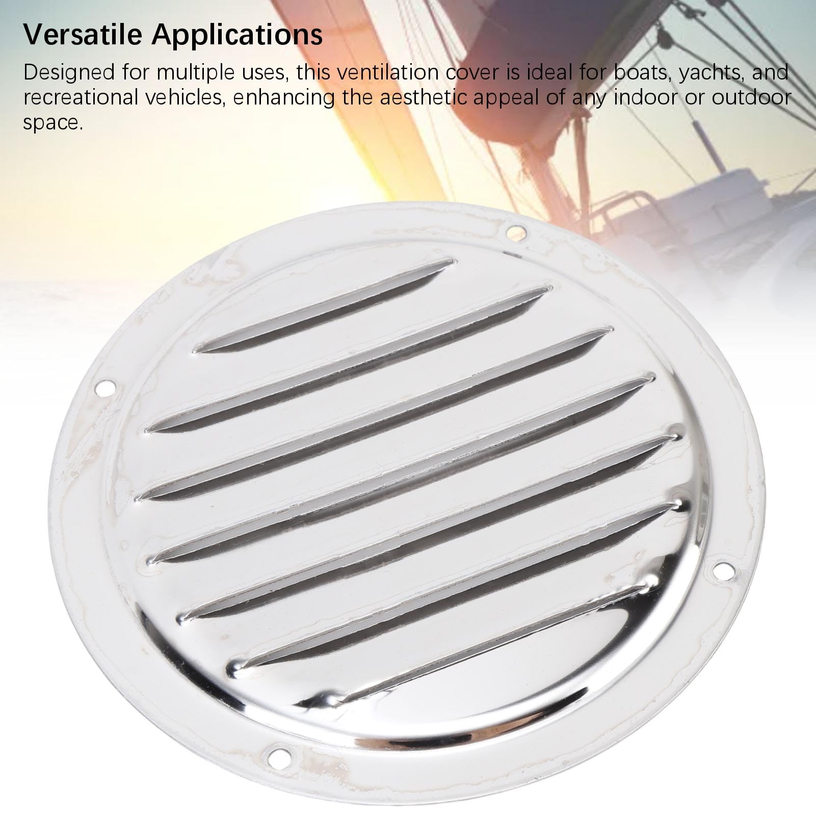 Lot de 2 Grilles d'aération Rondes pour Bateau, Couvercle de Ventilation Marine en Acier Inoxydable 316, Grille d'aération Marine avec Polissage Miroir de Haute Précision, Idéal pour Les