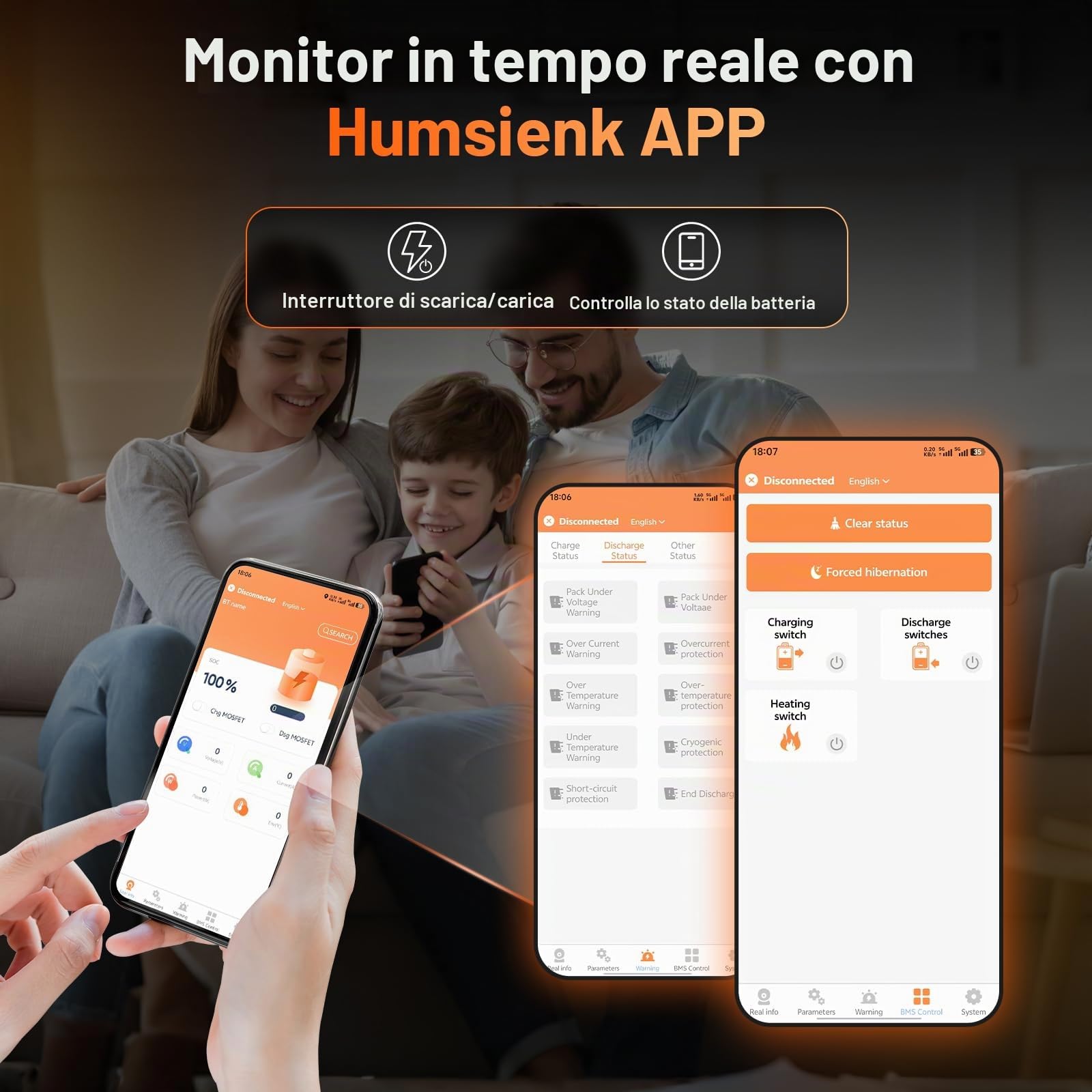 Humsienk Batteria Litio 12V 320Ah LiFePO4 con Bluetooth, protezione 250A BMS a bassa temperatura, Max. 15000 cicli, 3200Wh Energia per Camper, Barca, Pannello solare, Accumulo fotovoltaico