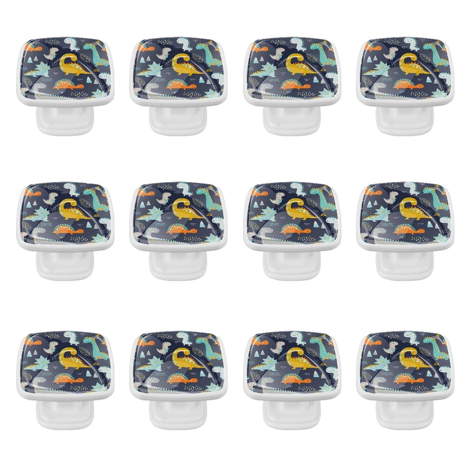 Dinosaure géométrique pour rénover un meuble fade, 12 boutons de tiroir carrés