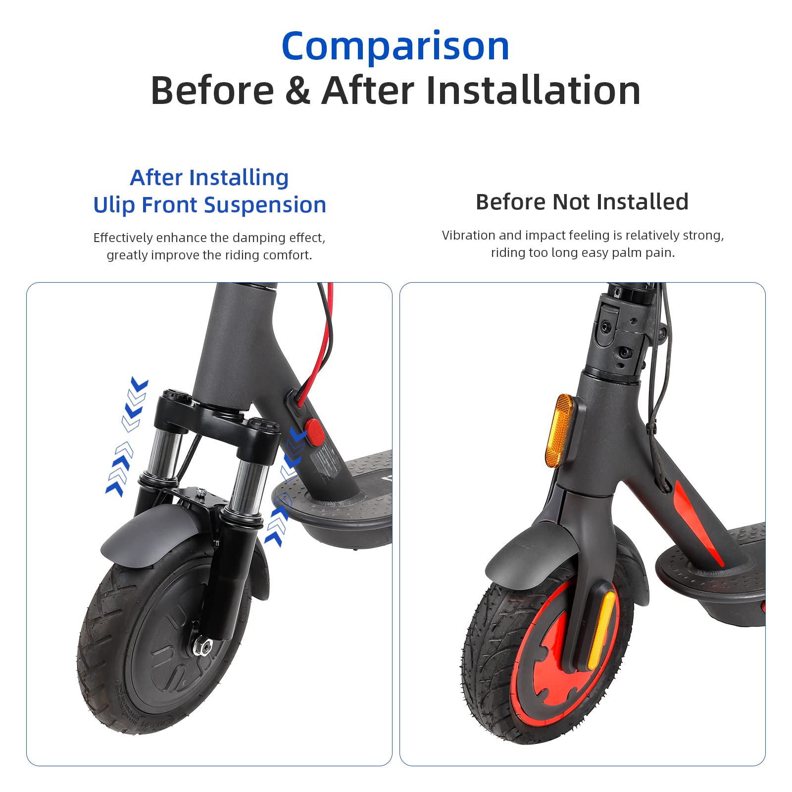 ulip Kit de suspension avant - Amortisseur avec béquille réglable - Garde-boue Fender Accessoires pour Xiaomi M365 Pro Pro2 1S MI3 Essential Lite Trottinette électrique