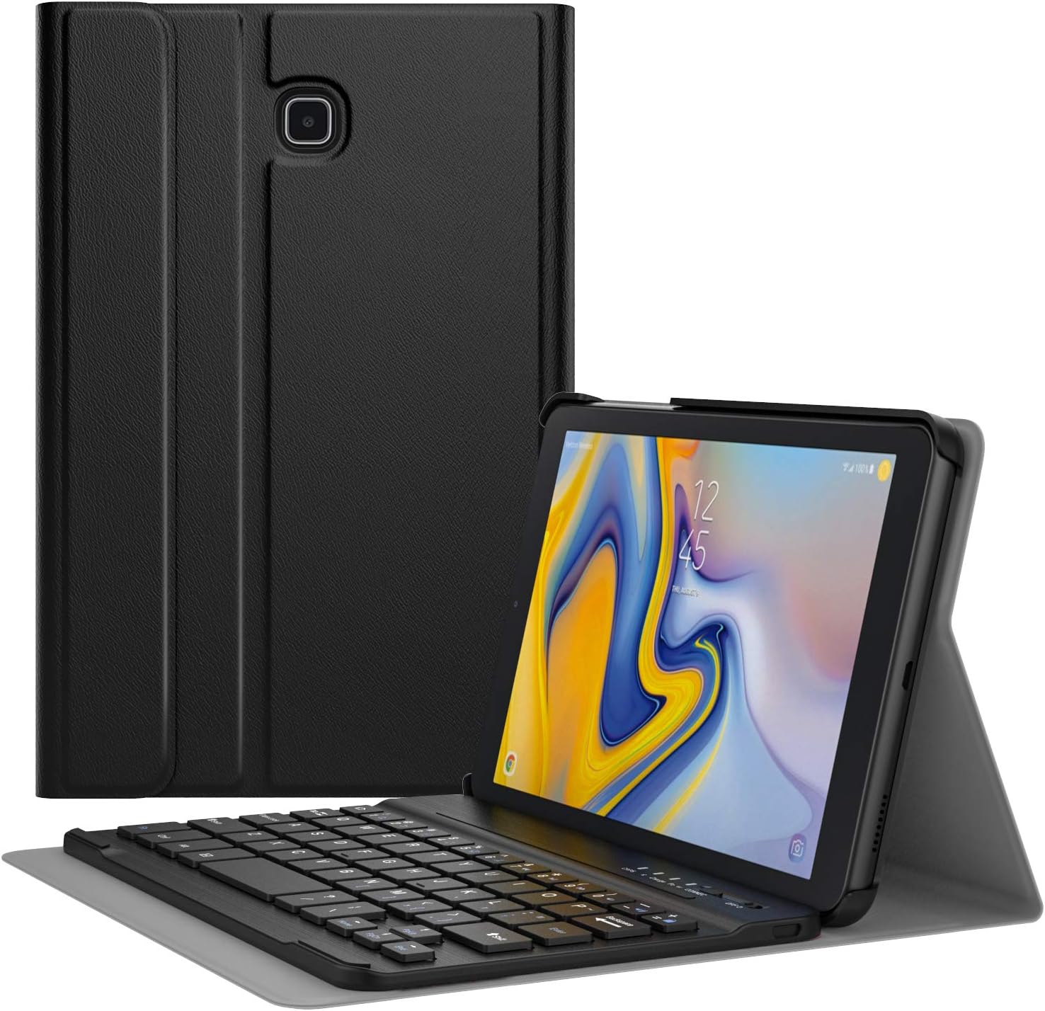 MoKo Keyboard Case for Samsung Galaxy Tab A 8.0 2018, Premium PU Leather Stand Cover with Removable Wireless Bluetooth Keyboard for Galaxy Tab A 8.0 Inch SM-T387 2018 Release Tablet - Black