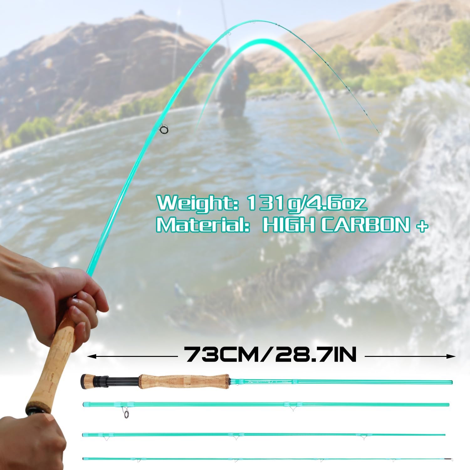 Sougayilang Fly Fishing Rod - High-Performance IM8 Carbon Blank, 9ft for 5/6wt and 7/8wt, Travel-Friendly Design