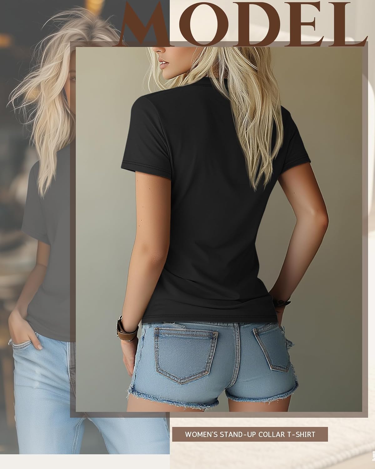 Ficerd 4 Pack Women's Mock Turtle Neck Shirts, Dressy Casual Short Sleeve Basic Top Slim Fit Stretch Trendy Tees - Image 6