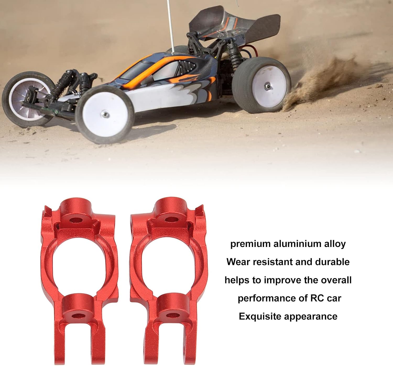 2Pcs Aluminium Alloy Caster Blocks C Hub for LOSI Hammer Rey Rock Rey 1/10 RC Car Replacement Parts(Red)