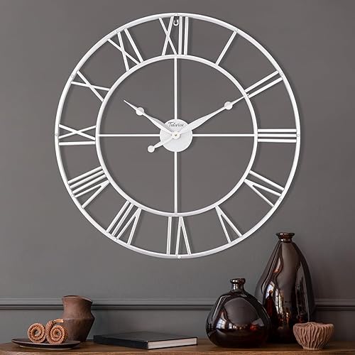 Reloj de pared grande de 29 pulgadas, decoración de pared vintage de granja, arte de pared de metal bohemio, decoración del hogar para sala de