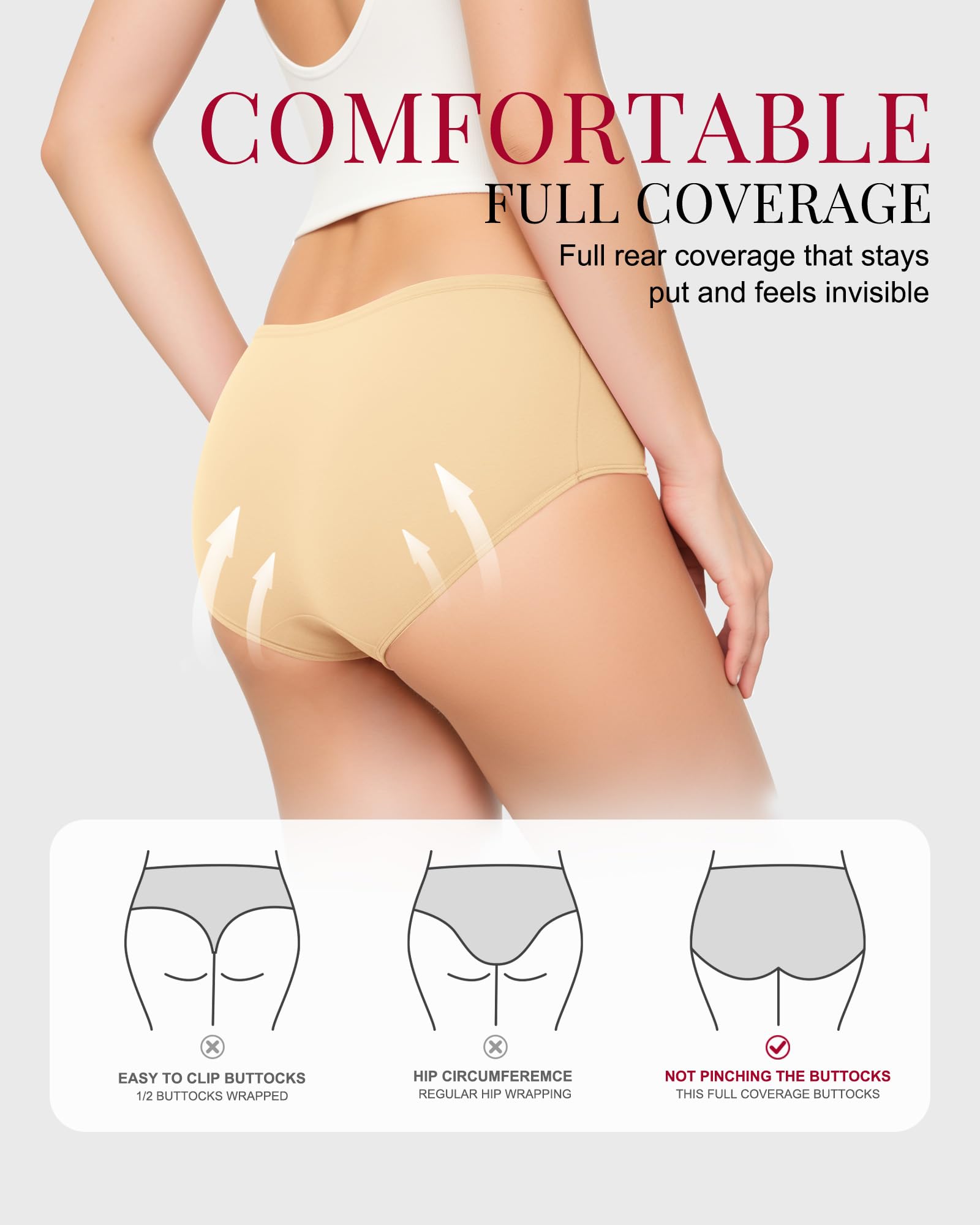 TANSTC Mutande Culotte Donna Cotone, Slip Donna in Cotone - Confezione da 6 Slip Hipster, Vita Bassa Ed Elasticizzati, Traspiranti