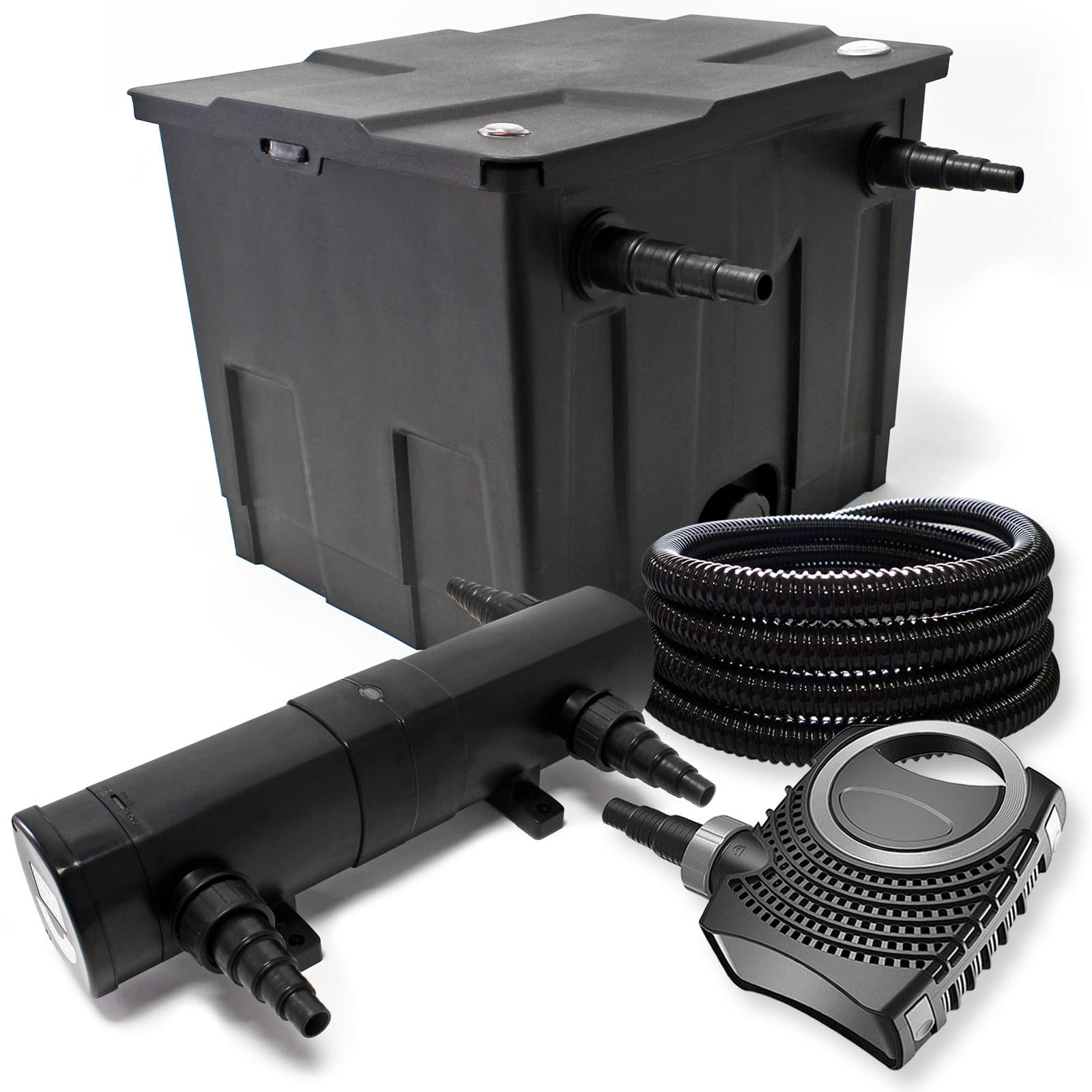 Wiltec CBF-350 Teichfilter bis 12000 L NEO10000 SuperECO Teichpumpe 10000l/h 80W CUV-236 Teichklärer UVC 36W 25m Schlauch 25 mm