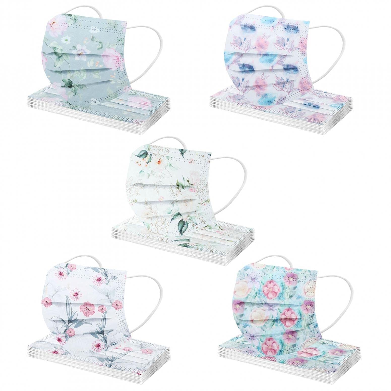 CHENSENHallween Mask Disposable Face Mask 50 Pack 3-Layer Breathable Christmas Costume Holiday Masks for Adults Men Women