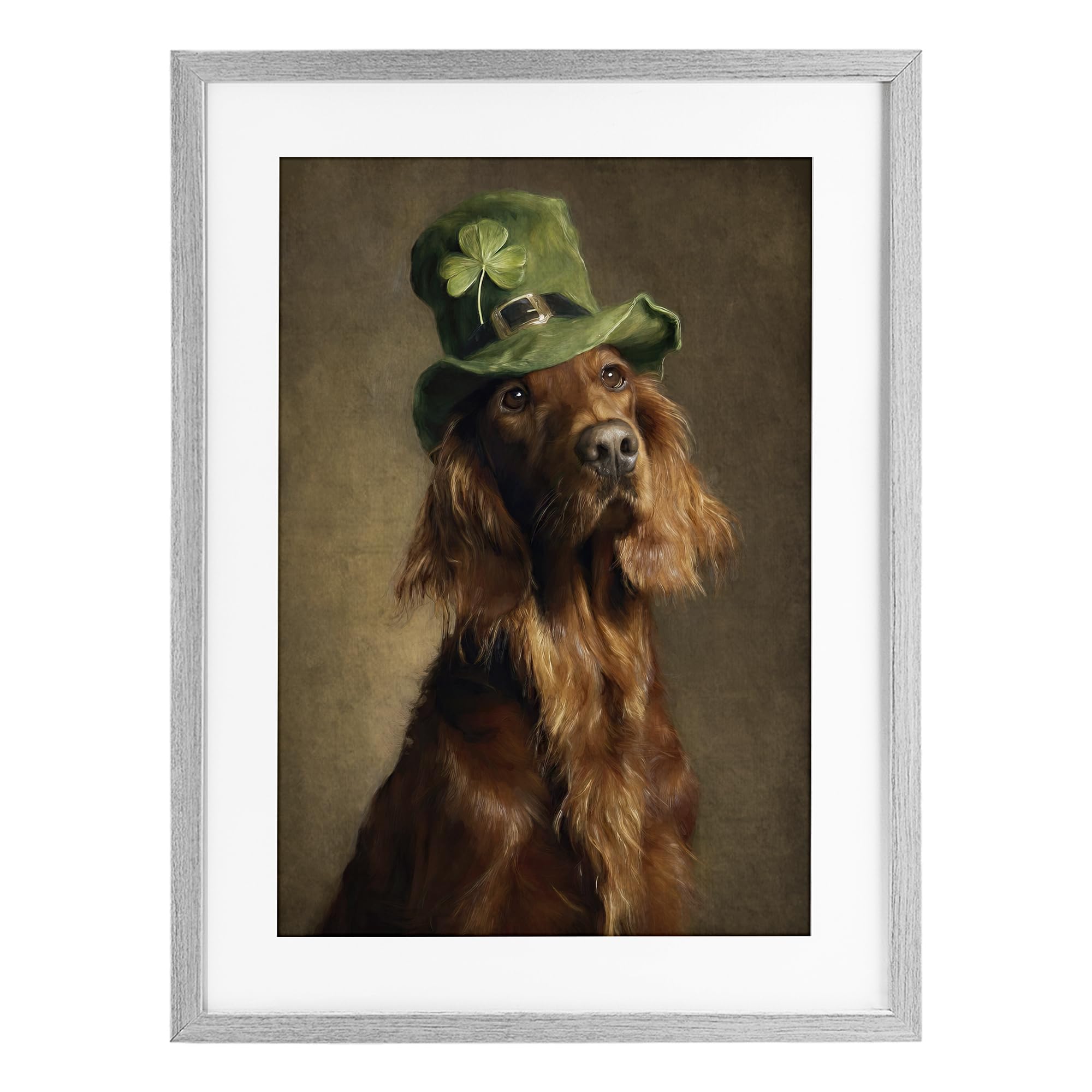 Stupell Industries 'The Irish Setter Portrait', Framed Print Under Glass, Gray, 14 x 20 Inches, Easy to Hang and Sturdy, Made in USA, by Tina LeCour