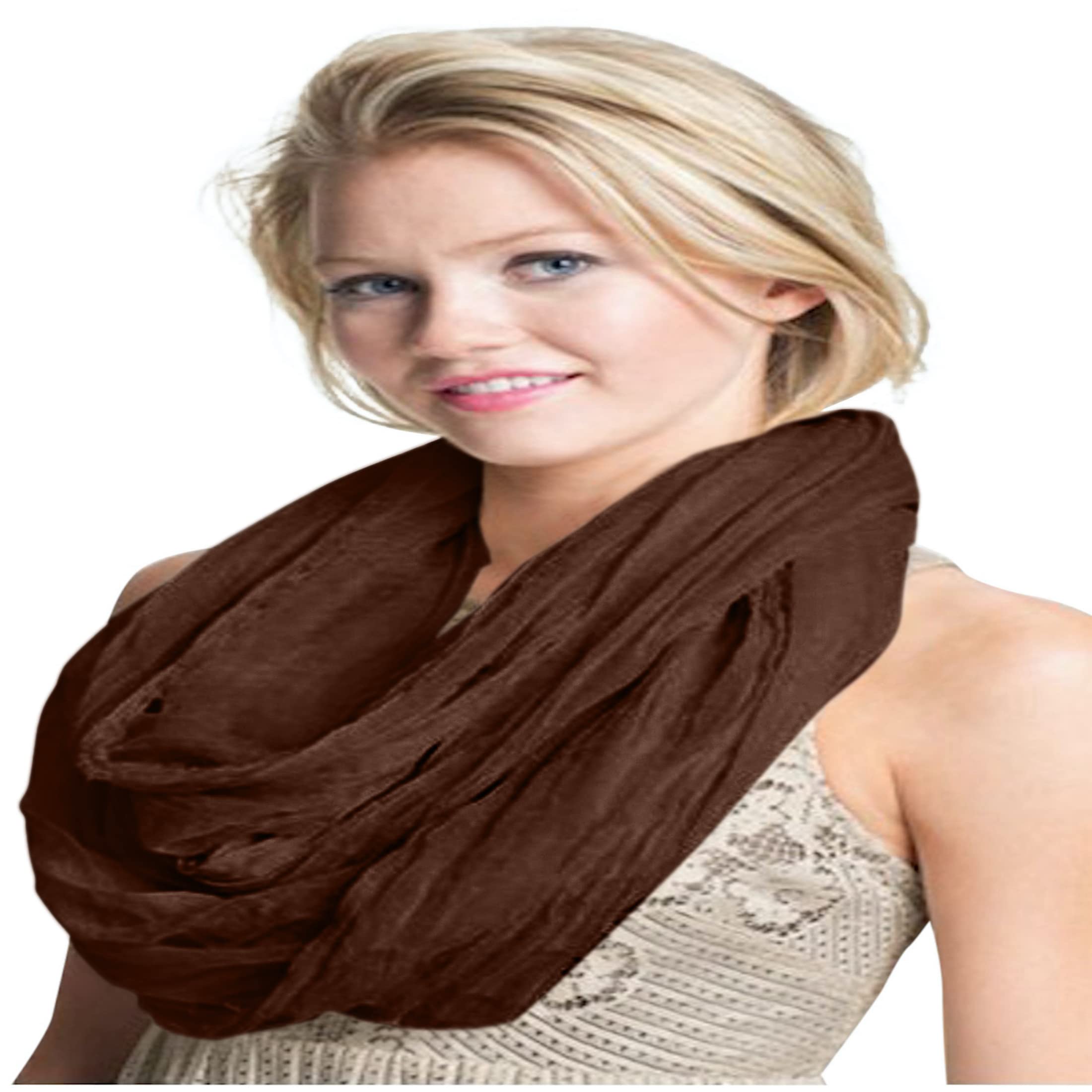 Cj Apparel Women's Dark Brown Nepalese Mobius Infinity Scarf Snood Cowl Circular Tube Eternity Shawl Pashmina Hand Made In Nepal