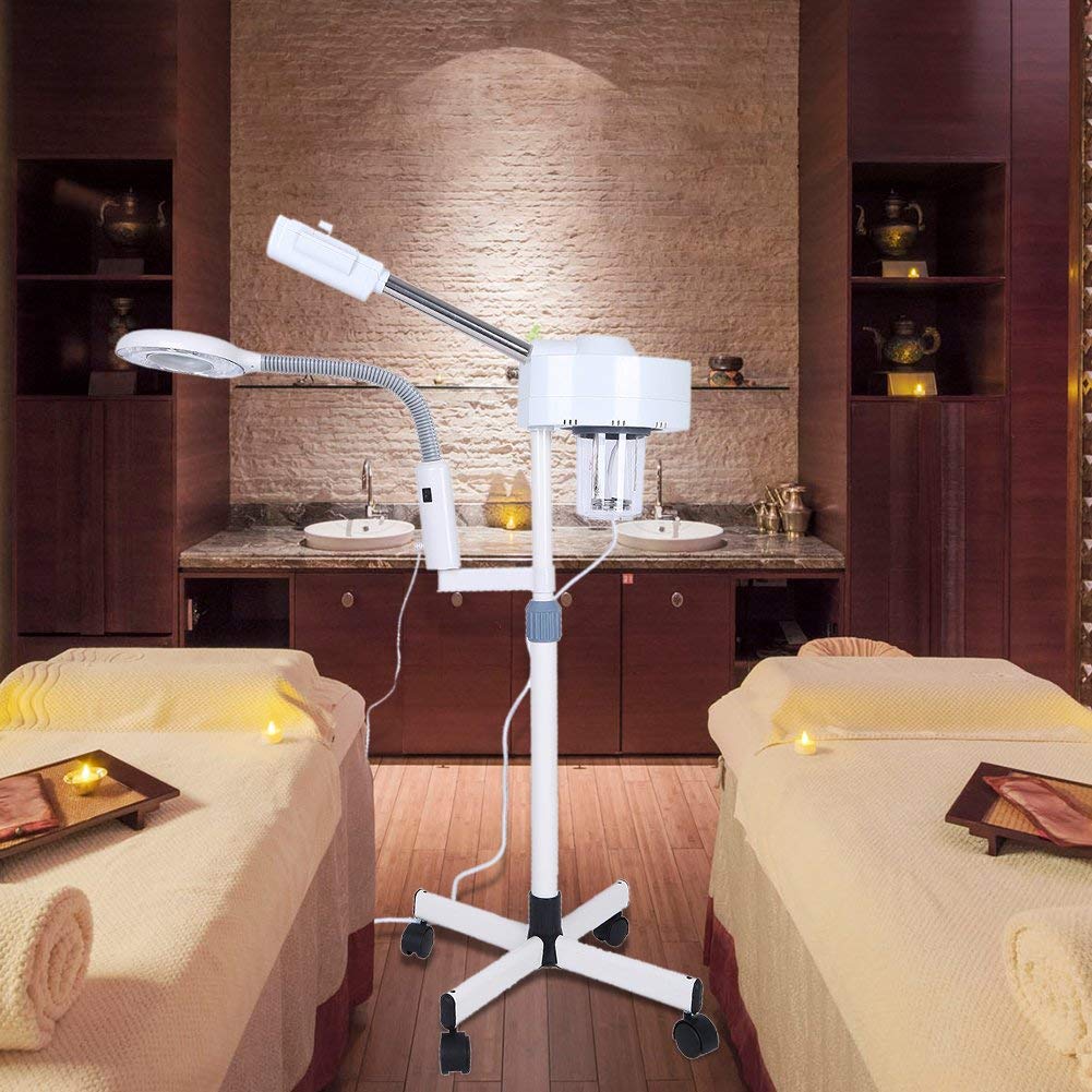 Gesichtsdampfer Face Steamer Gesichtssauna 2 in 1 LED 5X Vergrößerungs Gesicht Dampfgerät Luftbefeuchter mit Lampe Spa Reinigung Dampf