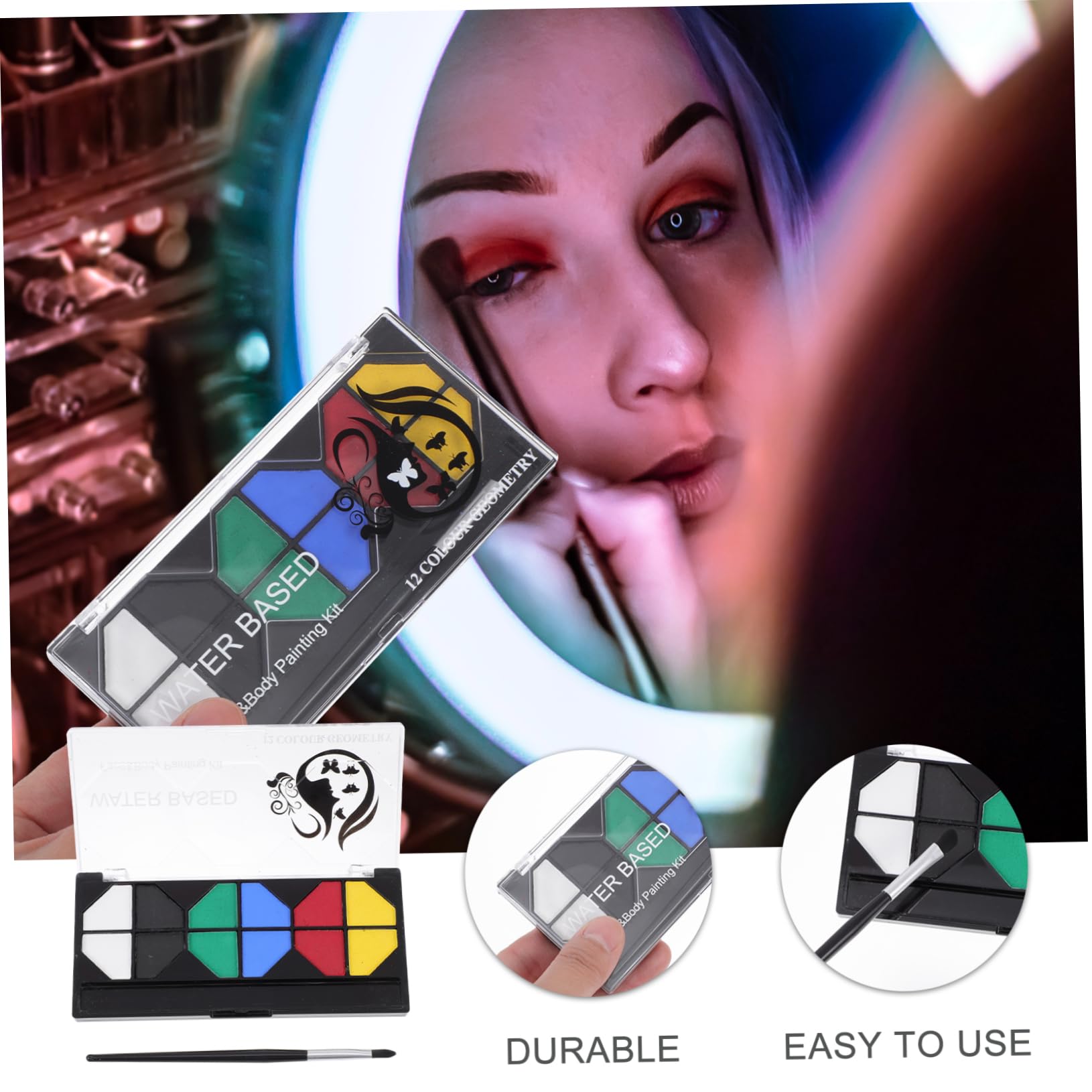 STOBOK 2piezas Pintura Facial De Color Soluble Agua Pigmento De Maquillaje Seguro y Rápido Secado Para Festivales y Cosplay