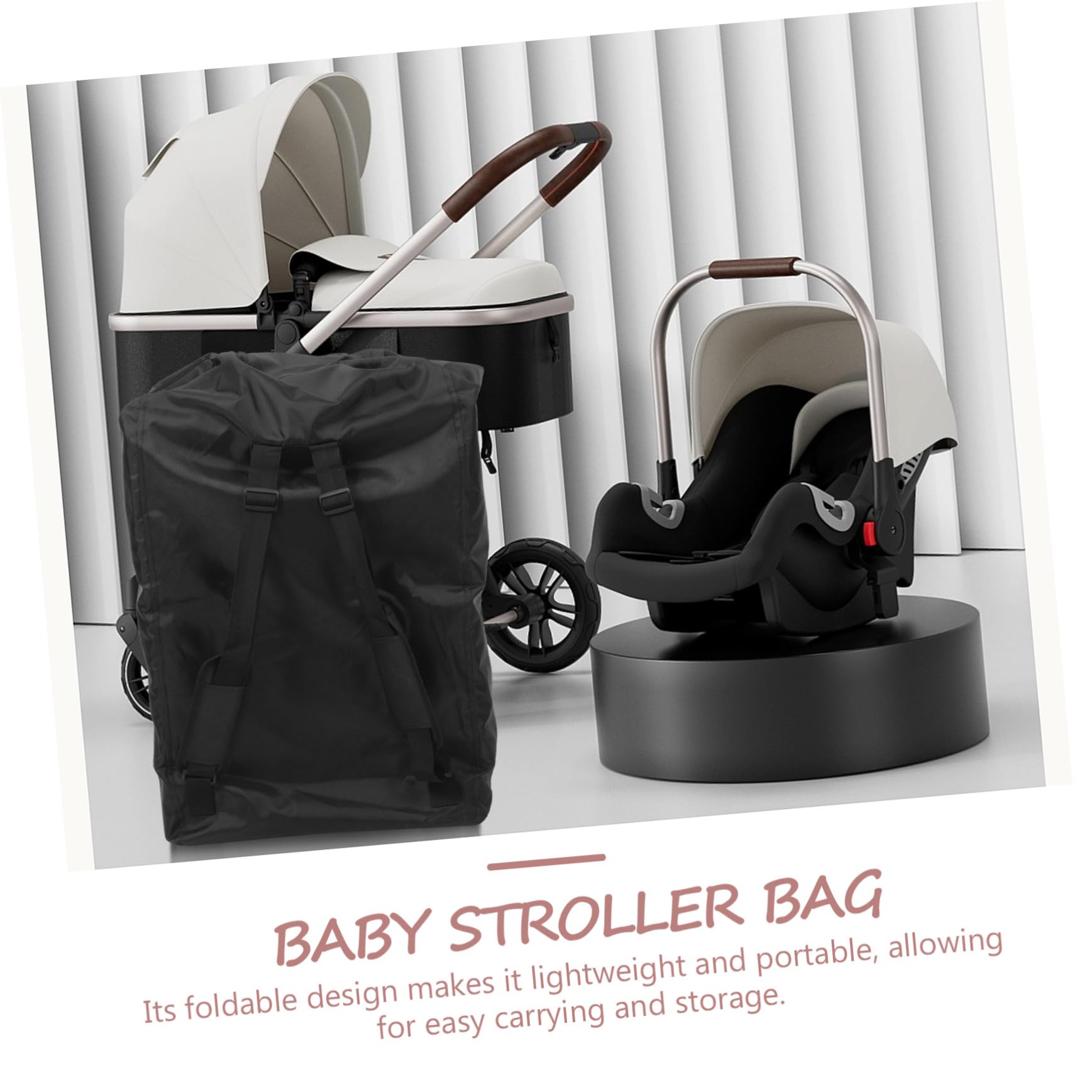 Toddmomy Borsa da Viaggio per Passeggino Zaino Nero Oxford Capiente | Scomparti Multipli, Formato 1 Pezzo, Adatto a Oggetti per Bebè e Uso in Aereo